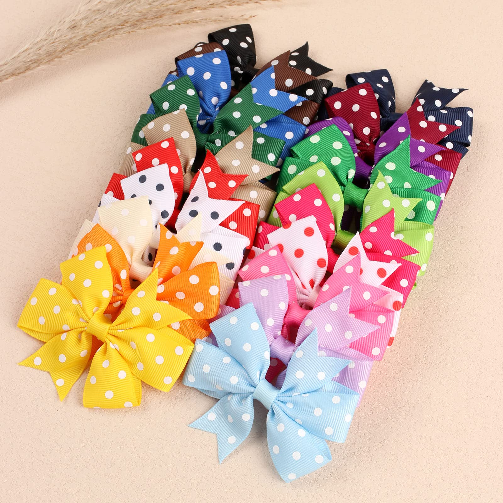 Oaoleer 40PCS 3 Inch Baby Girl Hair Bows - Polka Dot Grosgrain Ribbon Hair Clips & Barrettes for Toddlers | Perfect for Back to School, Birthday Parties & Daily Hair Accessories