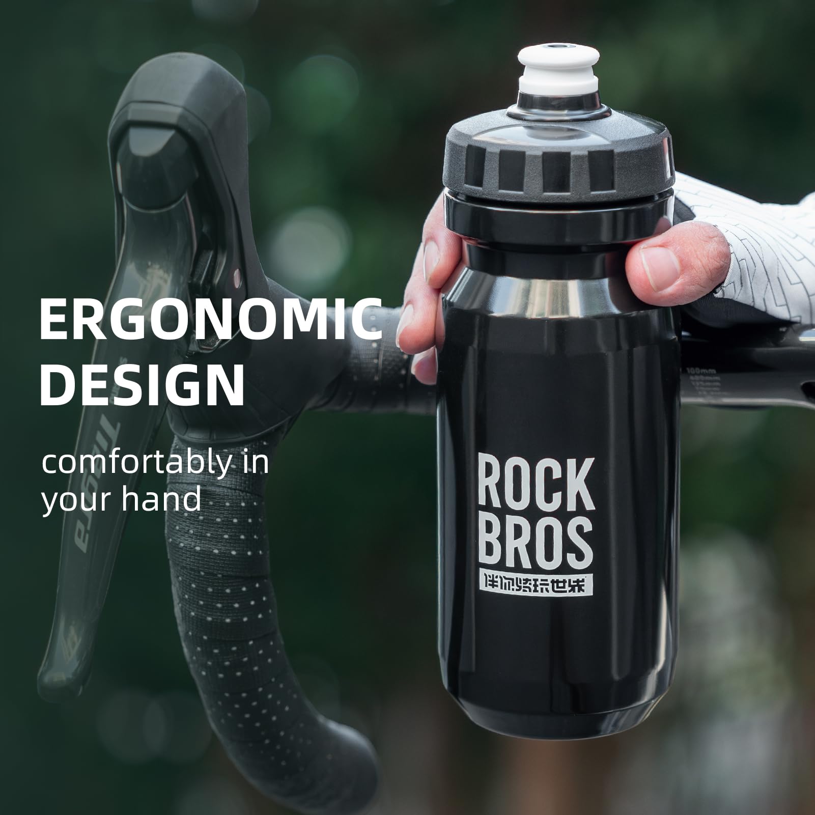 ROCKBROS 20oz BPA-Free Squeeze Bike Water Bottle - Leak-Proof Cycling Bottle for Road Bikes, Mountain Biking & Outdoor Sports