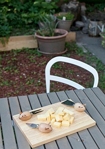 Kikkerland Mouse Cheese Knives Set of 3 - Fun Novelty Cheese Cutters for Parties, Charcuterie Boards & Gifts