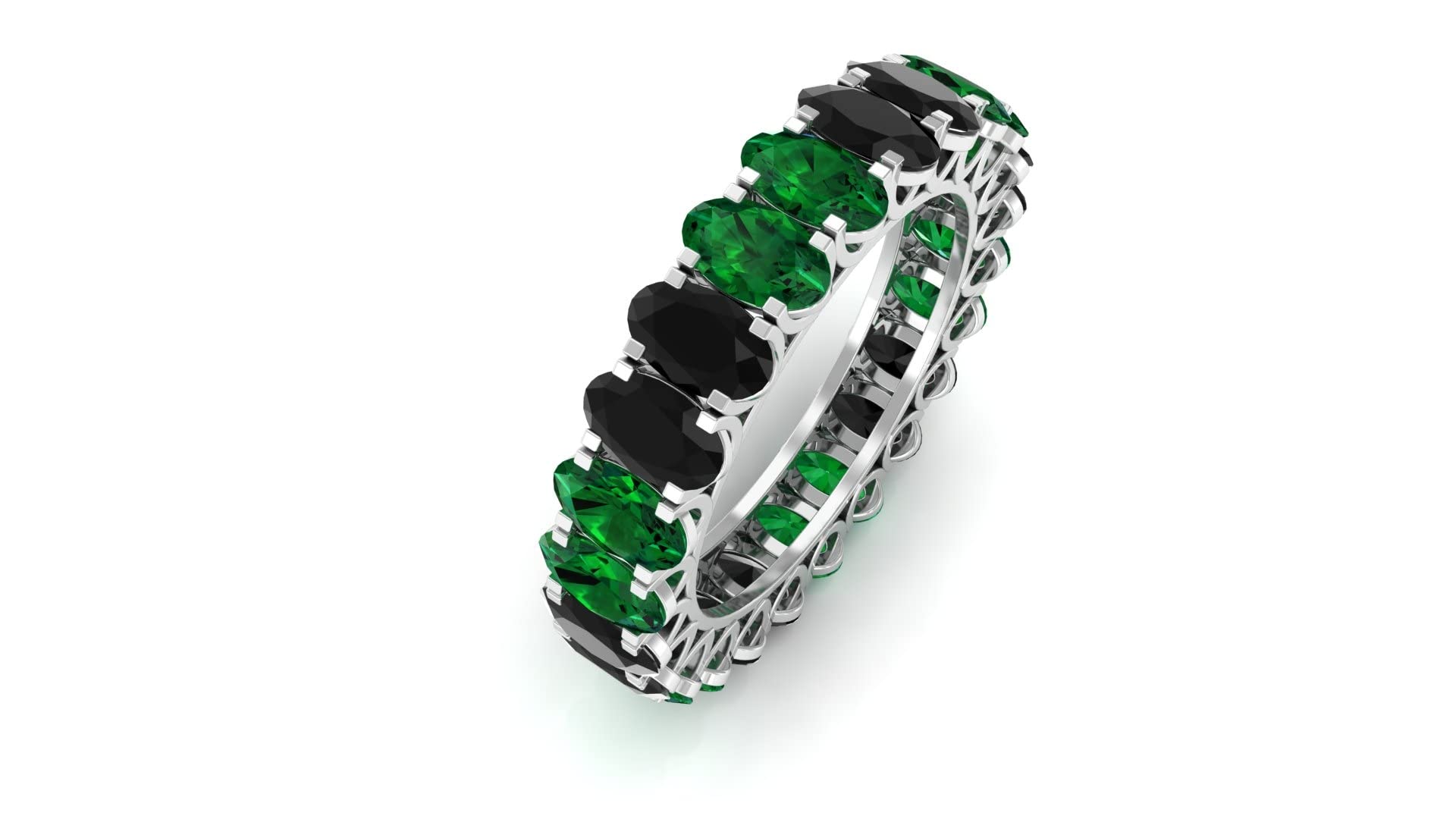 3.3Ct Black Spinel Floating Eternity Ring | 5X3mm Oval Emerald Cut May Birthstone Ring | 14K Solid Gold Wedding & Anniversary Ring for Women | Perfect Gift for Brides, Mothers Day & Special Occasions