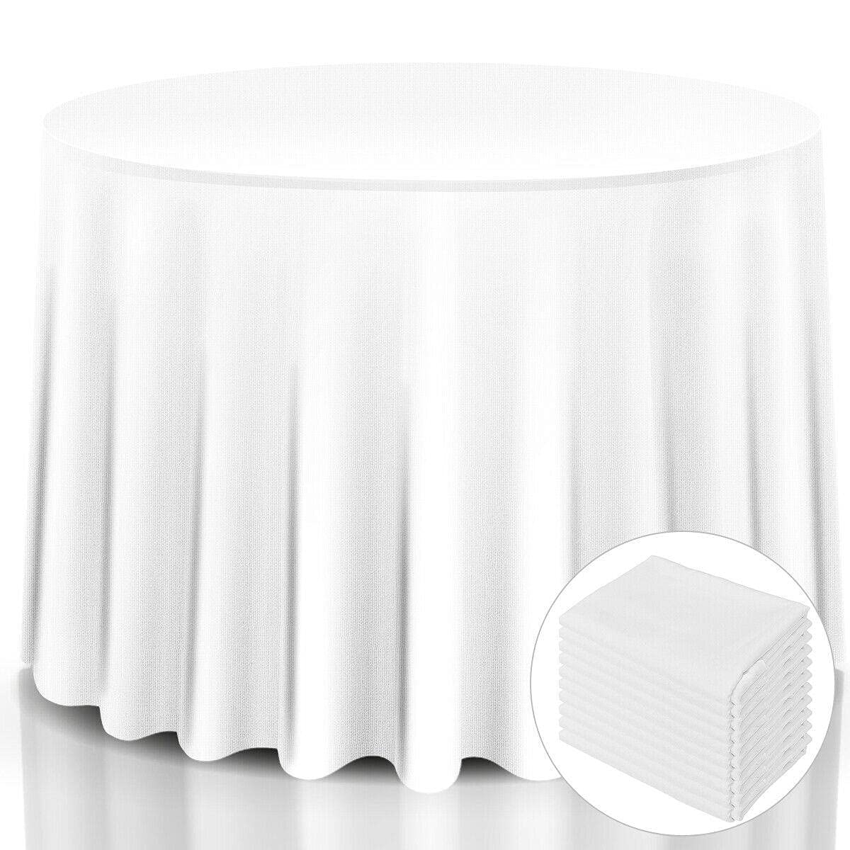 10-Pack 120-Inch Round Polyester Tablecloth - White Spun Polyester Table Linens for Weddings, Restaurants & Parties - Waterproof Wrinkle-Resistant Table Cover for Banquet, Kitchen & Home Decor