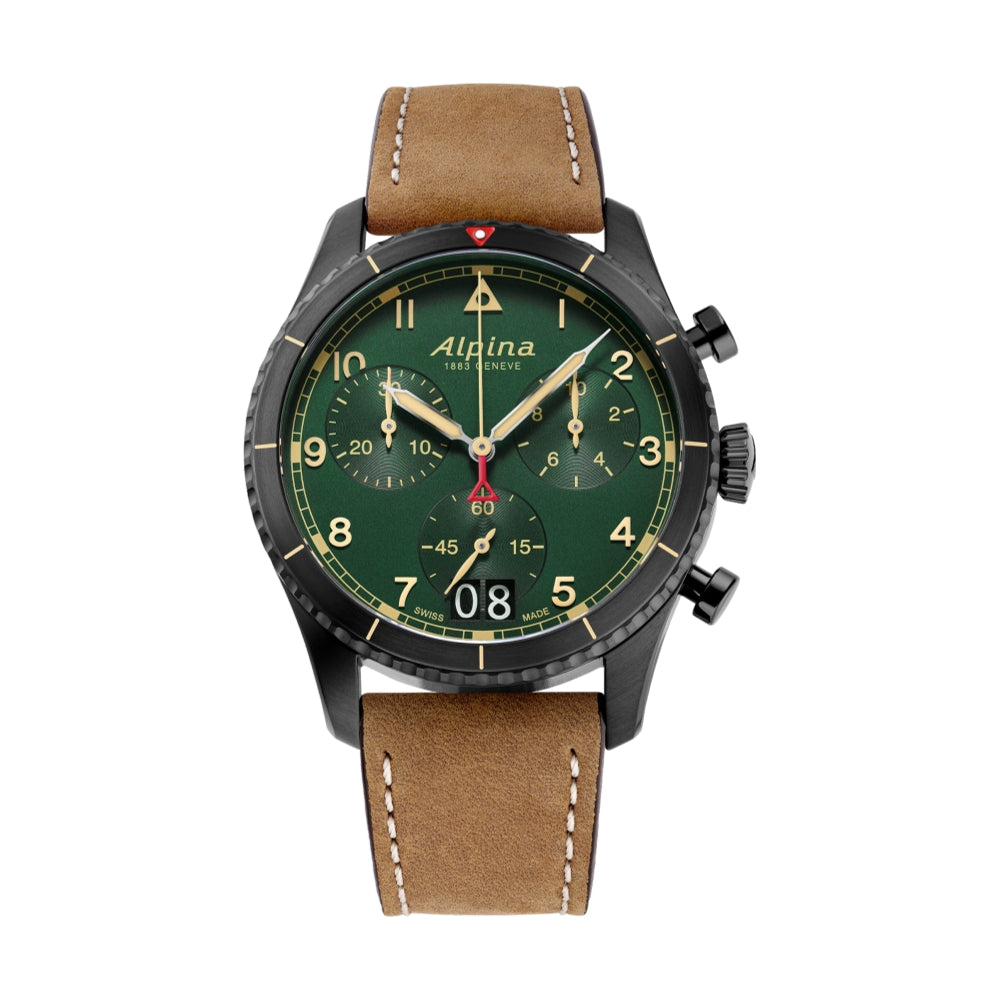 STARTIMER PILOT Quartz Chronograph Watch with Big Date Display - Green Dial for Aviation Enthusiasts & Outdoor Adventures