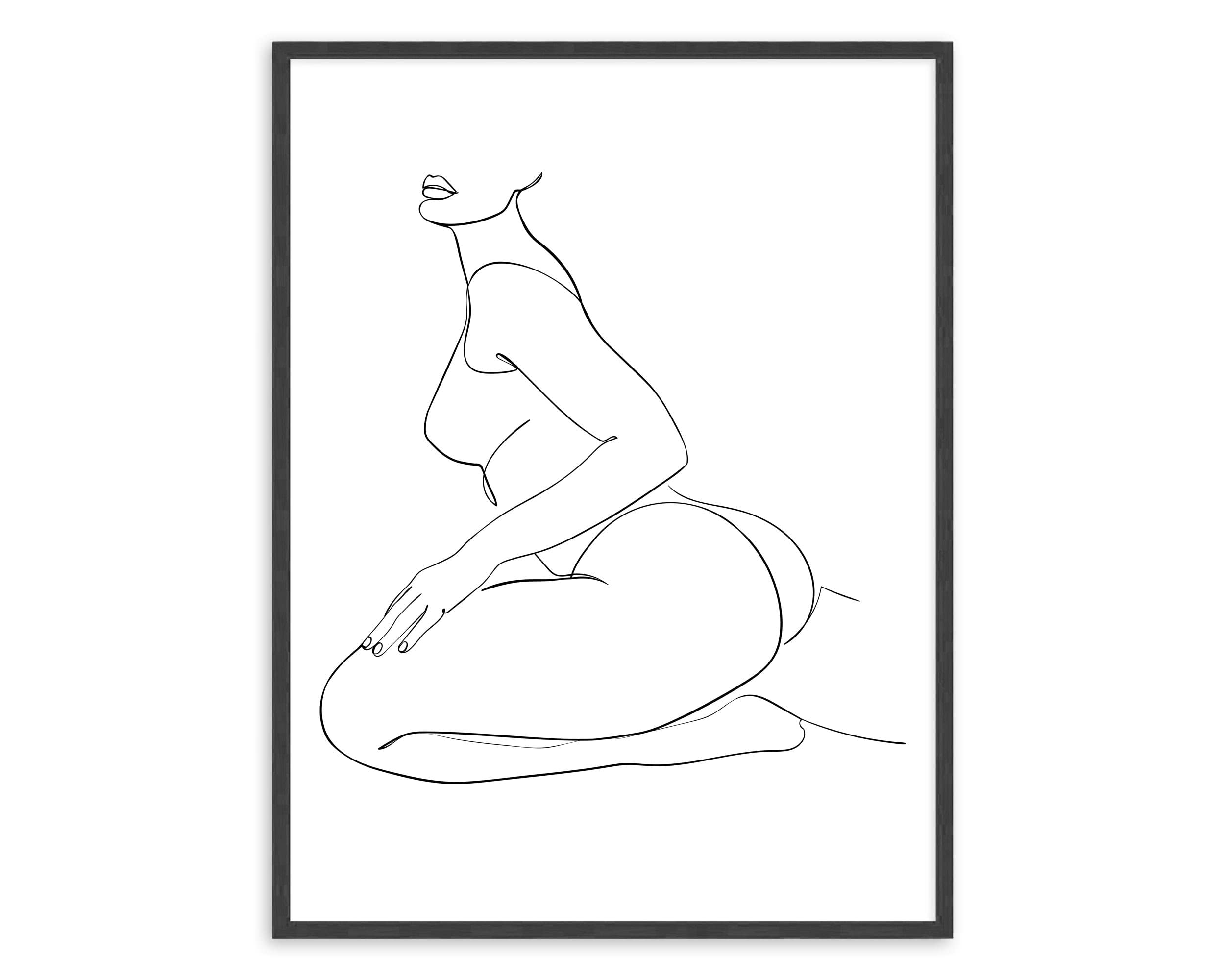 Minimalist Line Art Drawing - Abstract Women Silhouette Wall Decor | Female Body Sketch Poster | Aesthetic Bedroom & Bathroom Art | 12