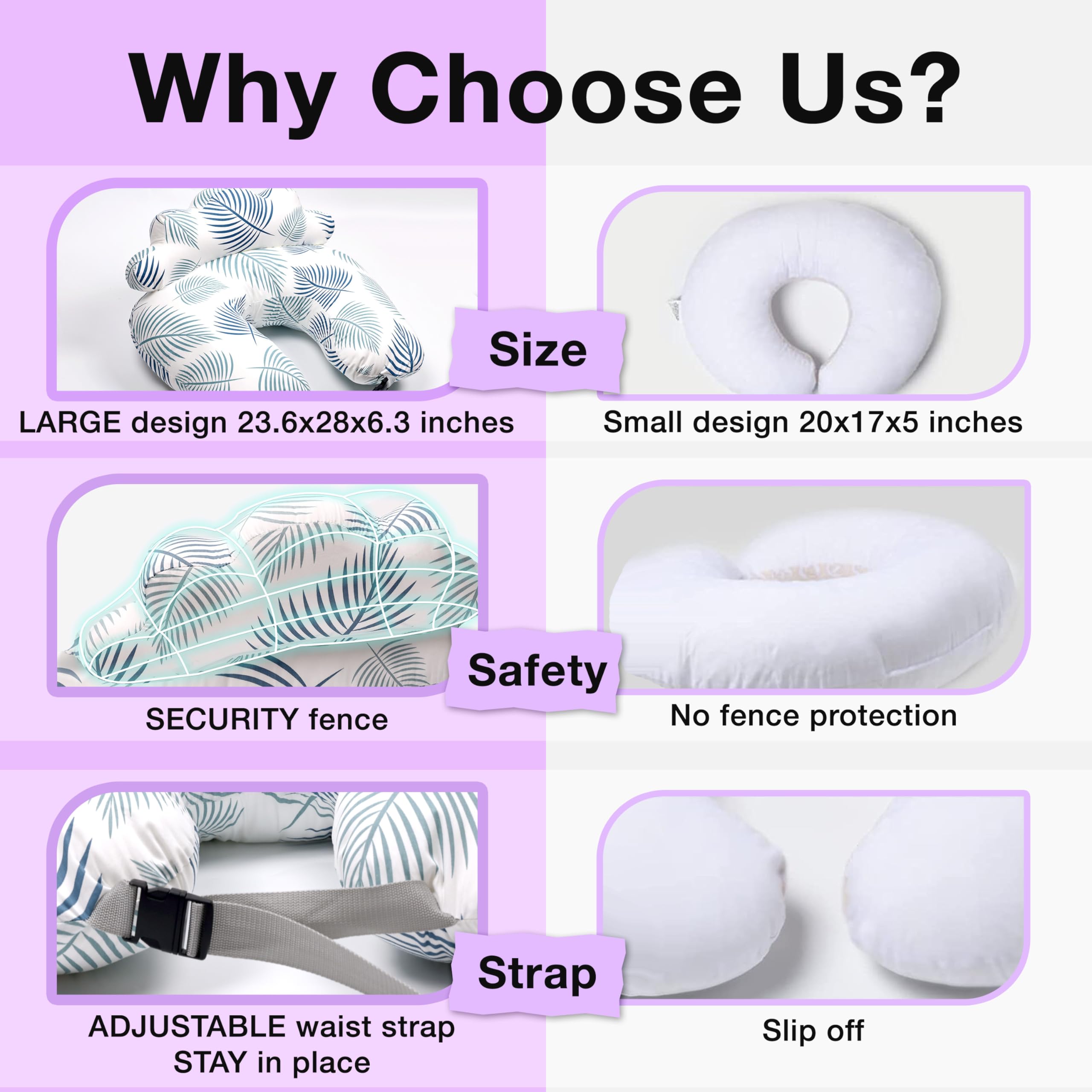 PILLANI Nursing Pillow for Breastfeeding - Adjustable Waist Strap & Removable Cotton Cover - Essential Baby Feeding Support for Newborns & Moms - Perfect for Breastfeeding, Bottle Feeding, and Tummy Time
