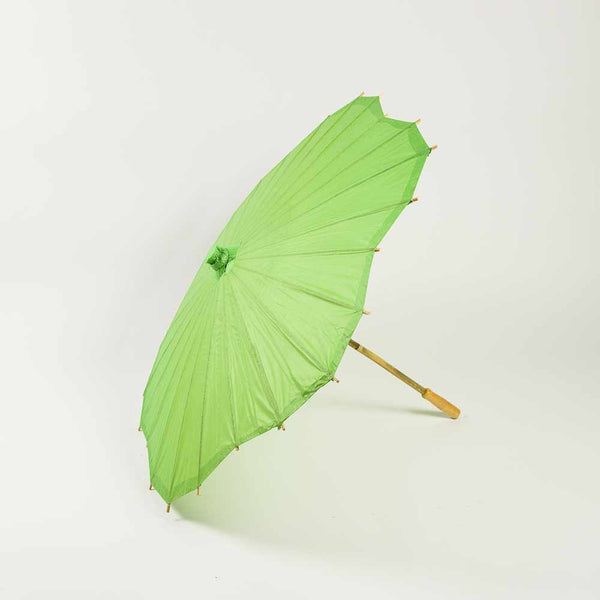 32 Inch Green Paper Parasol Umbrella - Scallop Blossom Design with Elegant Wooden Handle | Perfect for Garden Parties, Wedding Decor & Photo Props