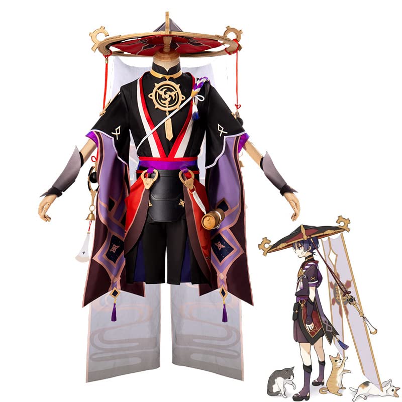 Genshin Impact Scaramouche Cosplay Costume - Kunikuzushi Battle Outfit with Gothic Hat for Anime Conventions & Halloween Parties | Official Game Character Uniform for Cosplay Enthusiasts