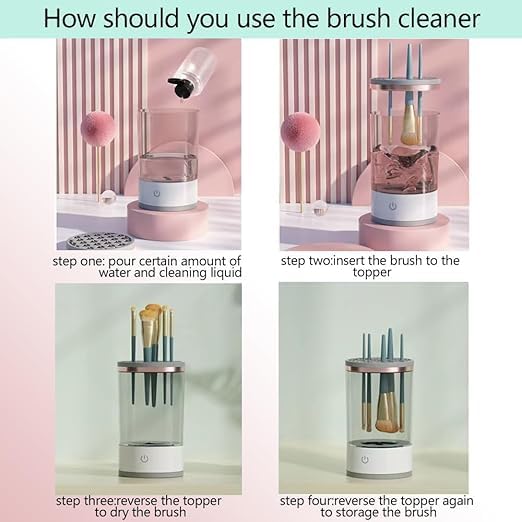 Goshti Electric Automatic Makeup Brush Cleaner - Fast & Easy Cosmetic Brush Washing Machine for All Brush Types (Foundation, Blush, Contour) - Perfect for Home & Professional Makeup Artists