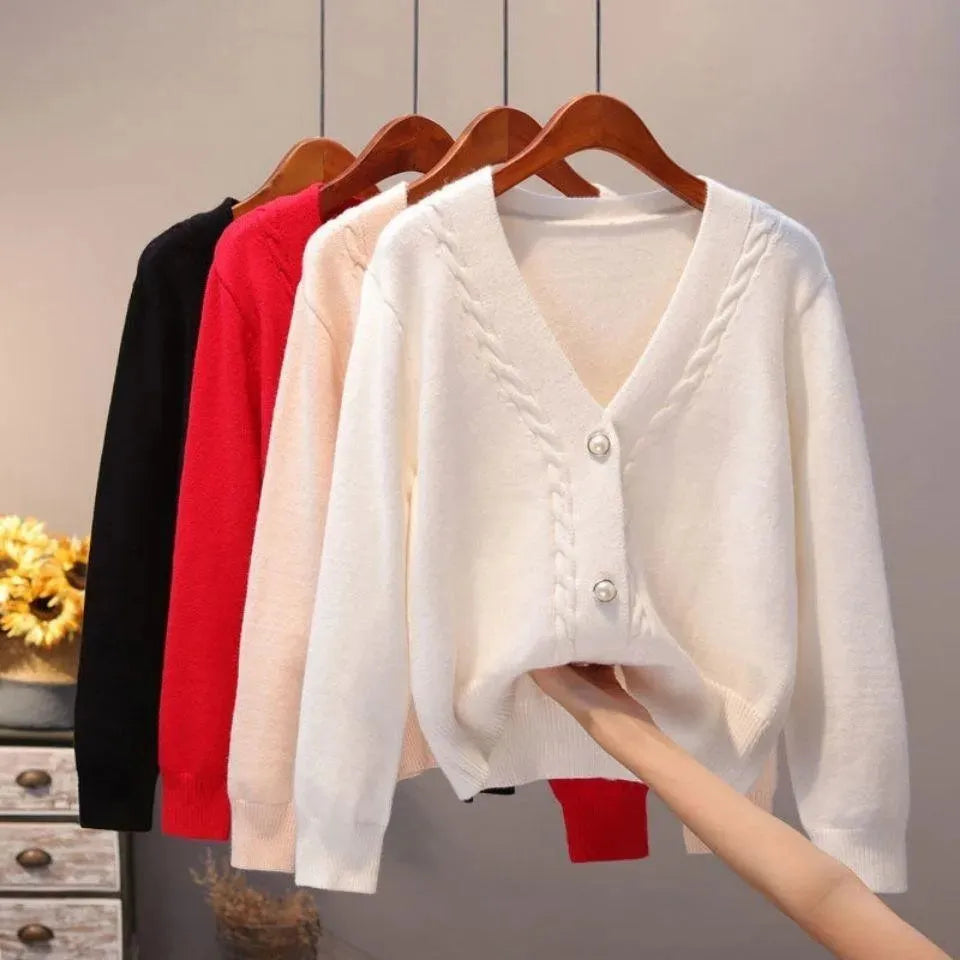 Women's V-Neck Cardigan Sweater - Soft & Stylish Knit Pullover for Casual Wear, Office & Layering