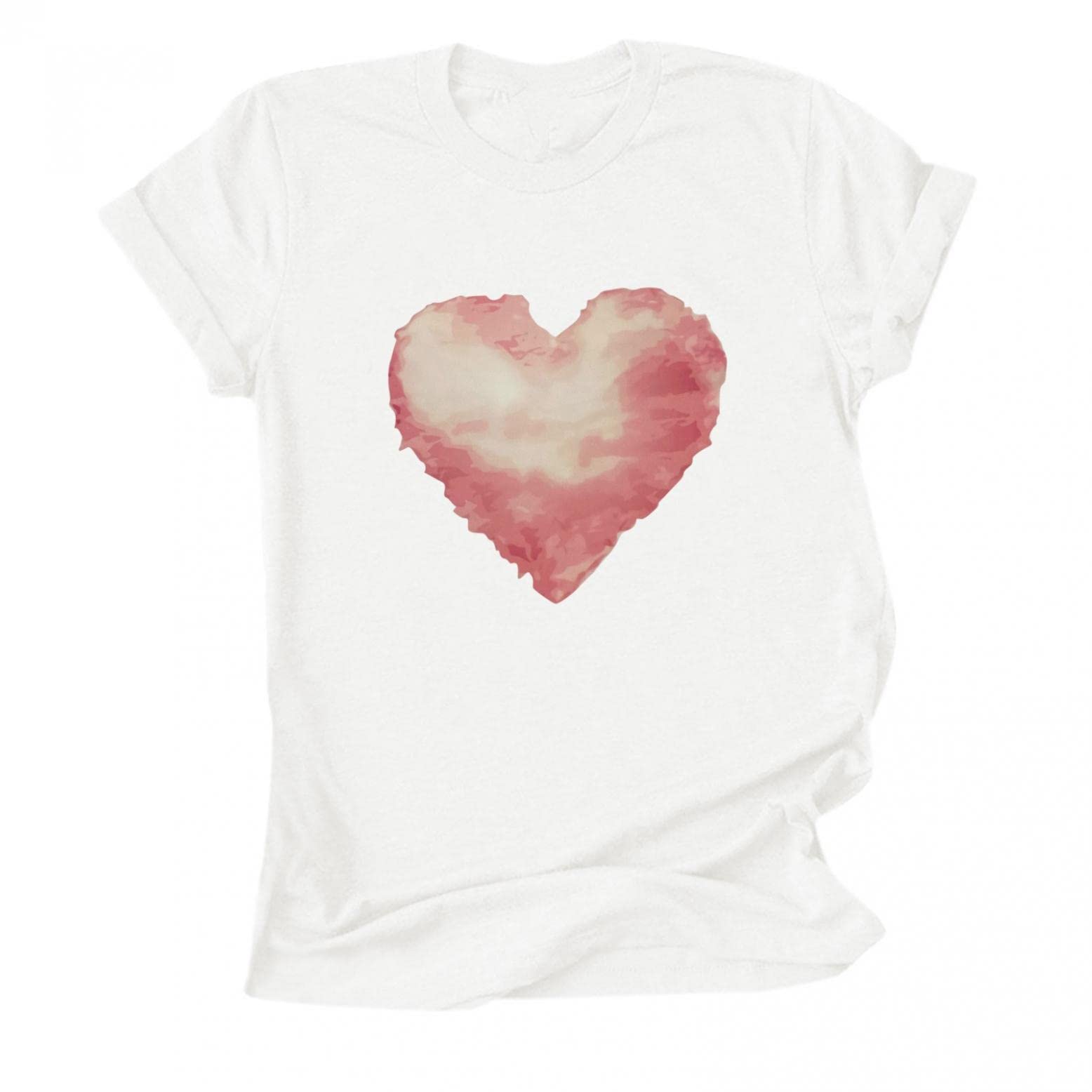Valentine's Day T-Shirt for Women - Cute Love Heart Graphic Tee Short Sleeve Top | Casual & Dressy Tunic for Date Night, Anniversary, or Romantic Outfits