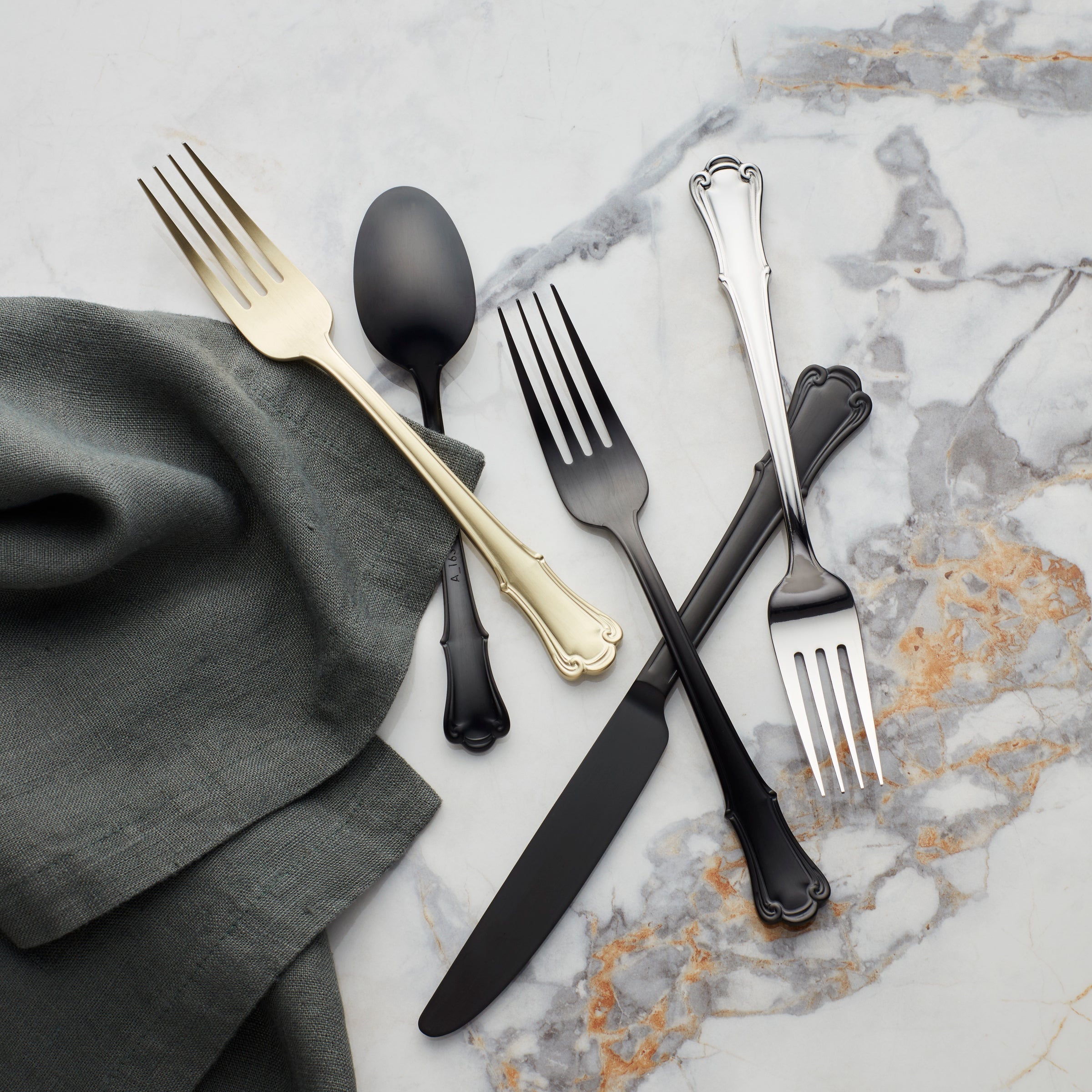 James Street Champagne Satin 20-Piece Flatware Set - Elegant Stainless Steel Cutlery for Fine Dining, Weddings & Special Occasions