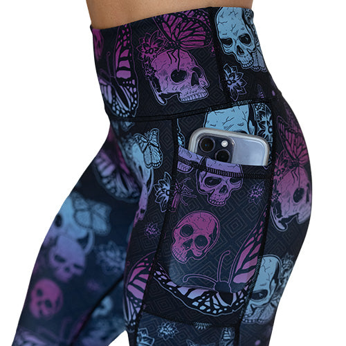 Pretty Deadly Leggings - High Waisted Yoga Pants for Women | Vibrant Printed Workout Leggings | Perfect for Gym, Running & Lounge Wear