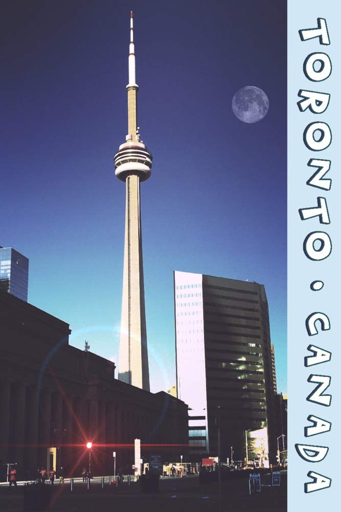 Toronto Canada Skyline with Full Moon - 12x18 Inch Wall Art Poster for Home & Office Decor | Stunning Photography Print for Living Room, Bedroom, or Gift