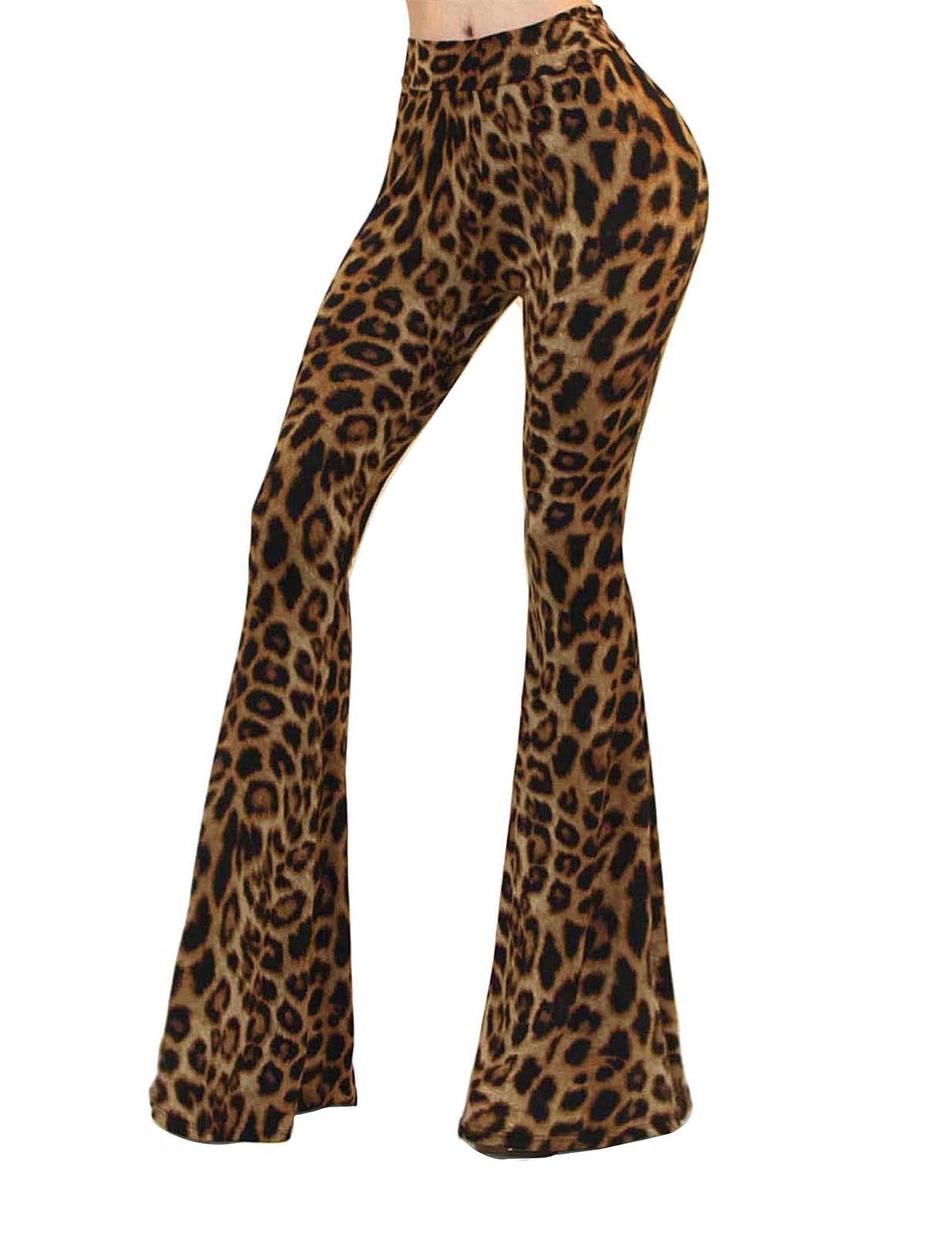 Women's Sexy High Waisted Flare Pants - Boho Printed Stretchy Bell Bottom Leggings for Casual Outfits & Retro Fashion | Perfect for Parties, Date Nights & 70s Style Outfits
