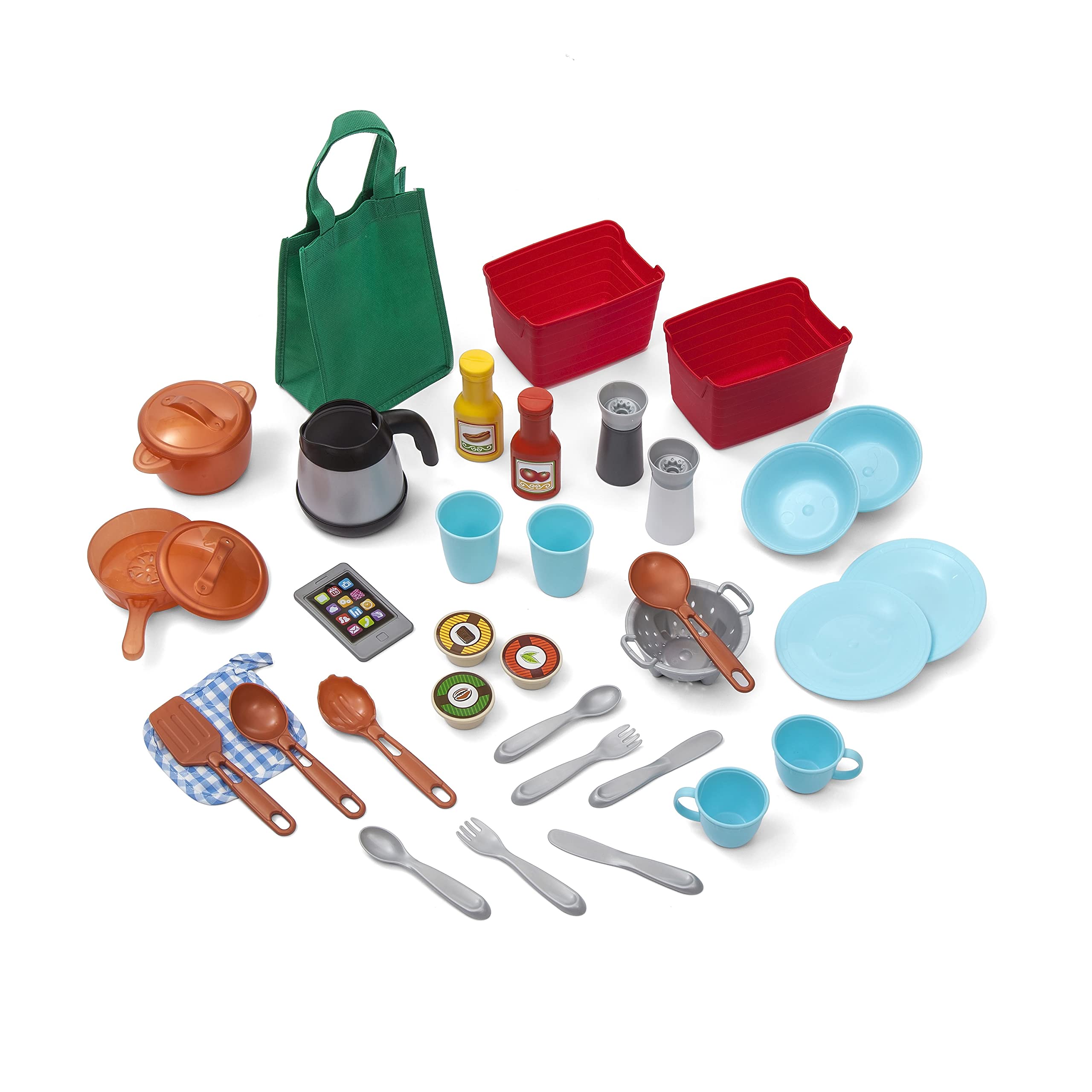 Step2 Great Gourmet Kids Kitchen Playset - Indoor/Outdoor Pretend Play Kitchen with Lights & Sounds - Durable Plastic Toy Kitchenette with 33 Accessories - Perfect for Toddlers Ages 3+ (Tan) - Ideal for Pretend Cooking, Role Play & Outdoor Backyard Fun