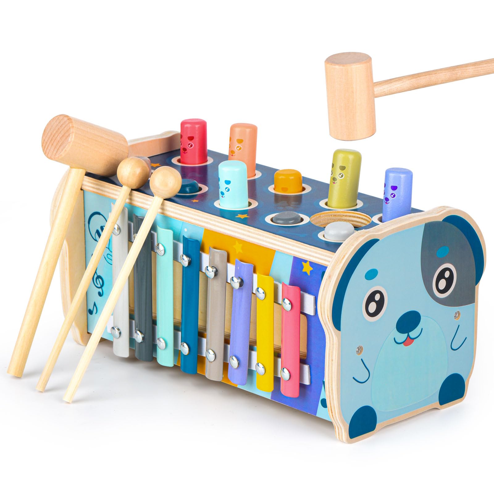 Montessori Wooden Hammering Pounding Toy for Toddlers Age 3-5 - Educational Preschool Learning Activity for Boys & Girls - Perfect for Fine Motor Skills Development & Sensory Play at Home or Classroom