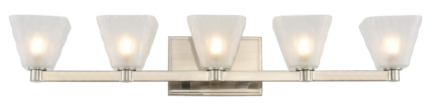 Weston 5-Light Bathroom Vanity Light Fixture in Glazed Nickel Finish - Perfect for Modern Bathroom, Powder Room, and Spa Decor