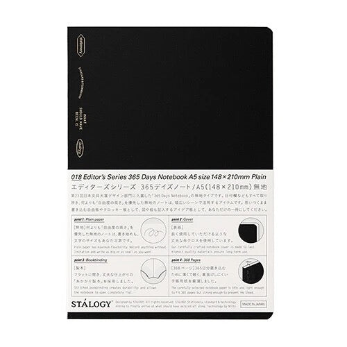 STALOGY Editor's Series 365 Days Notebook - A5 Grid Journal for Daily Planning, Sketching & Note Taking | Perfect for Bullet Journaling, Work Notes & Creative Writing | Nitto Brand