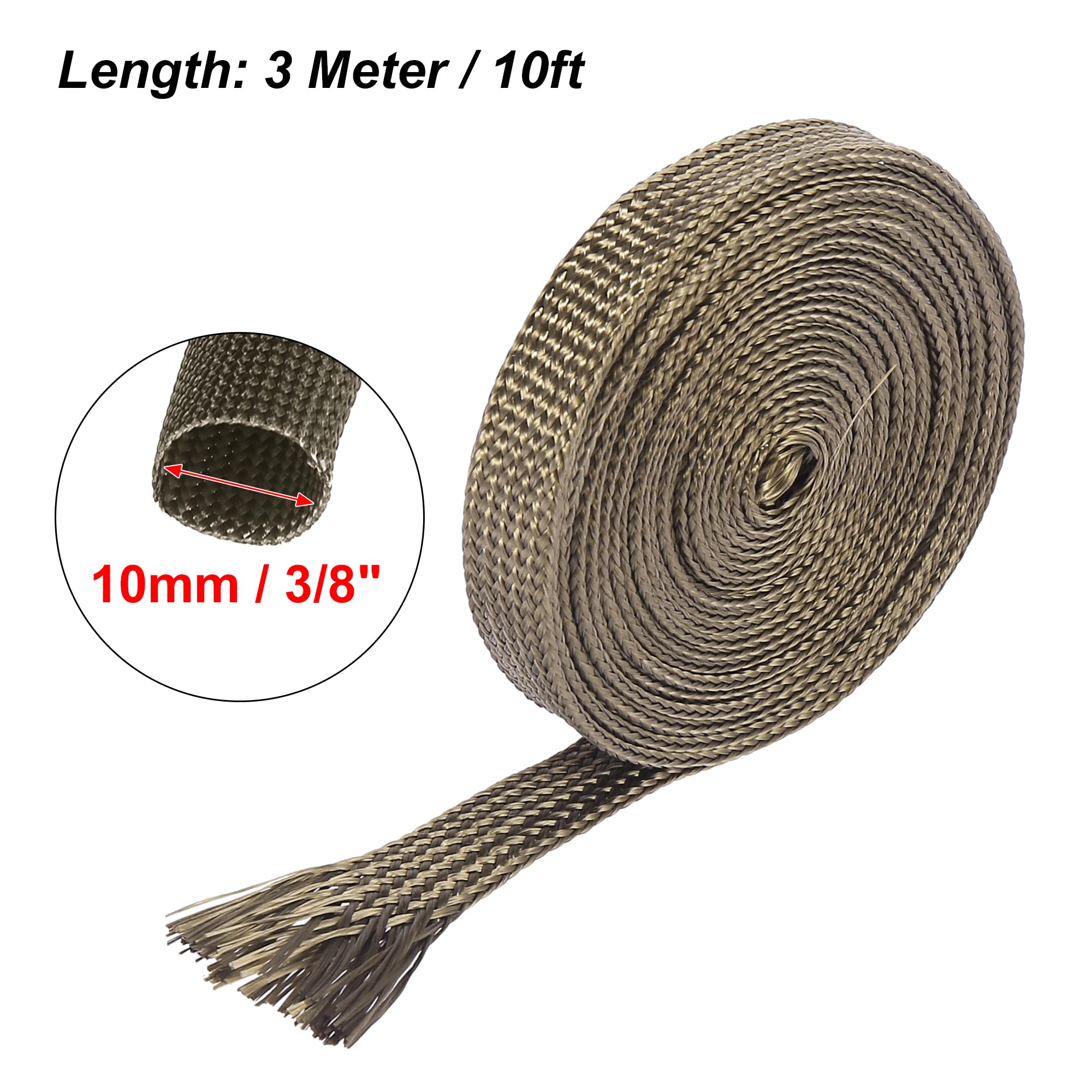 X AUTOHAUX 10ft Fiberglass Heat Shield Sleeve - High Temp Resistant (10mm/3/8
