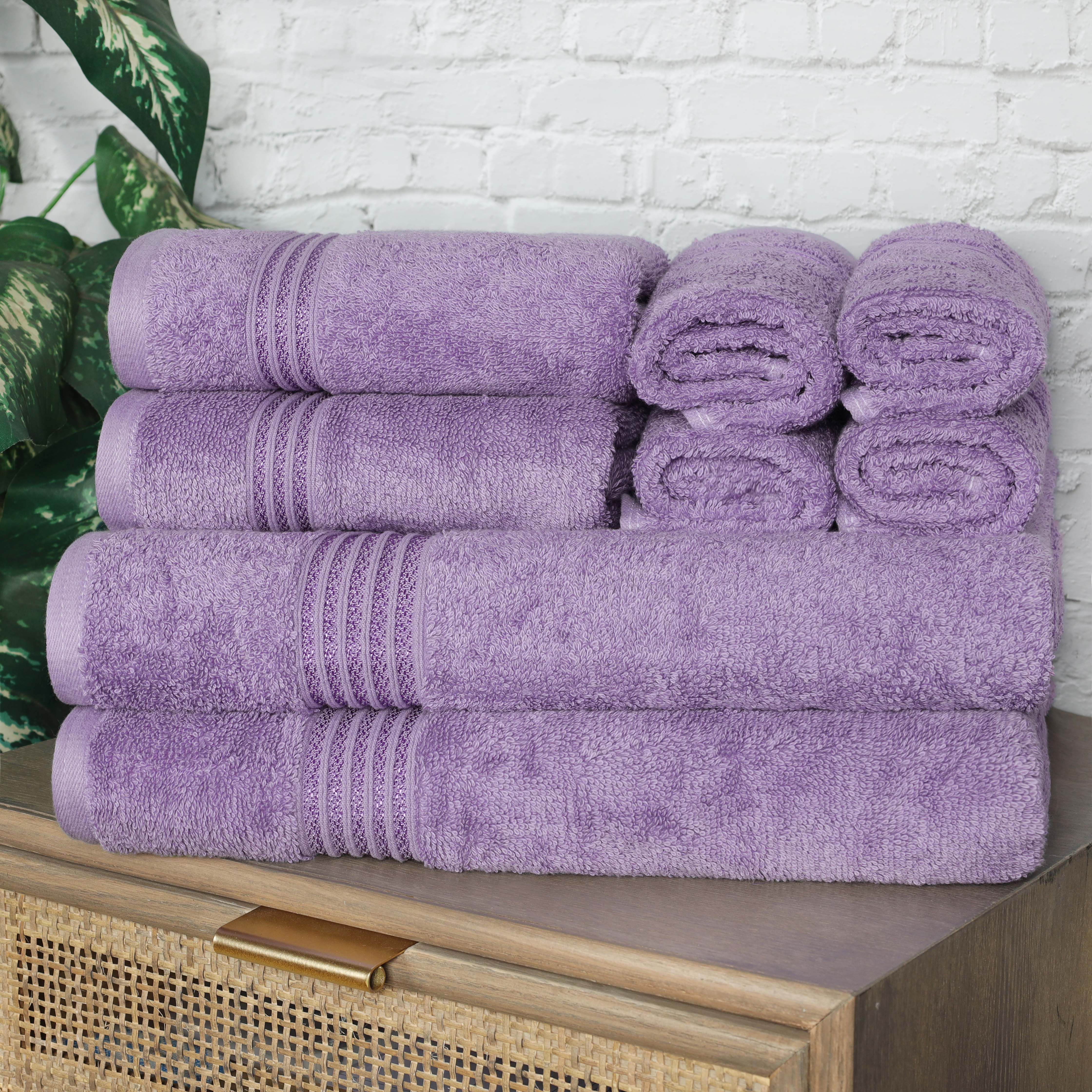 Premium Egyptian Cotton 8-Piece Bath Towel Set - Ultra Soft, Highly Absorbent & Quick-Drying - Perfect for Spa, Bathroom & Beach Use