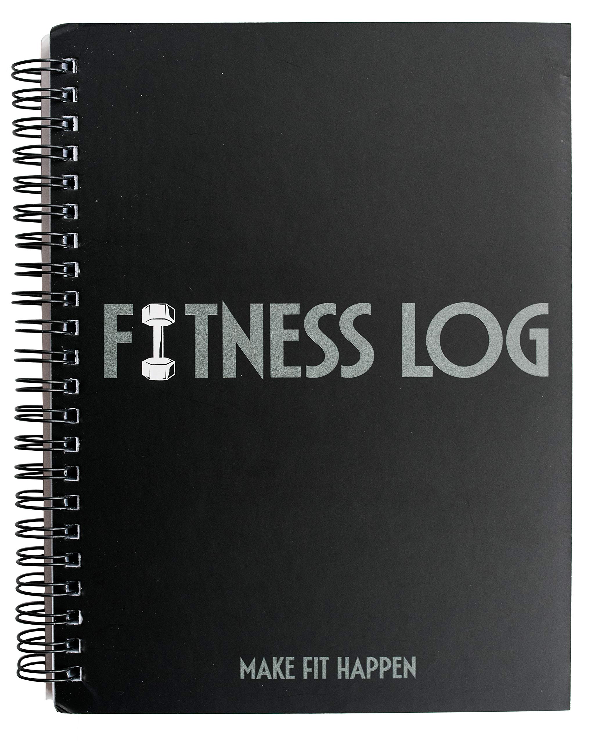 Black Fitness Journal & Workout Planner - Daily Exercise Log Book for Weight Loss, Strength Training & WOD Tracking - Muscle Gain Goal Tracker for Men & Women - Perfect for Gym, Home Workouts & CrossFit Training