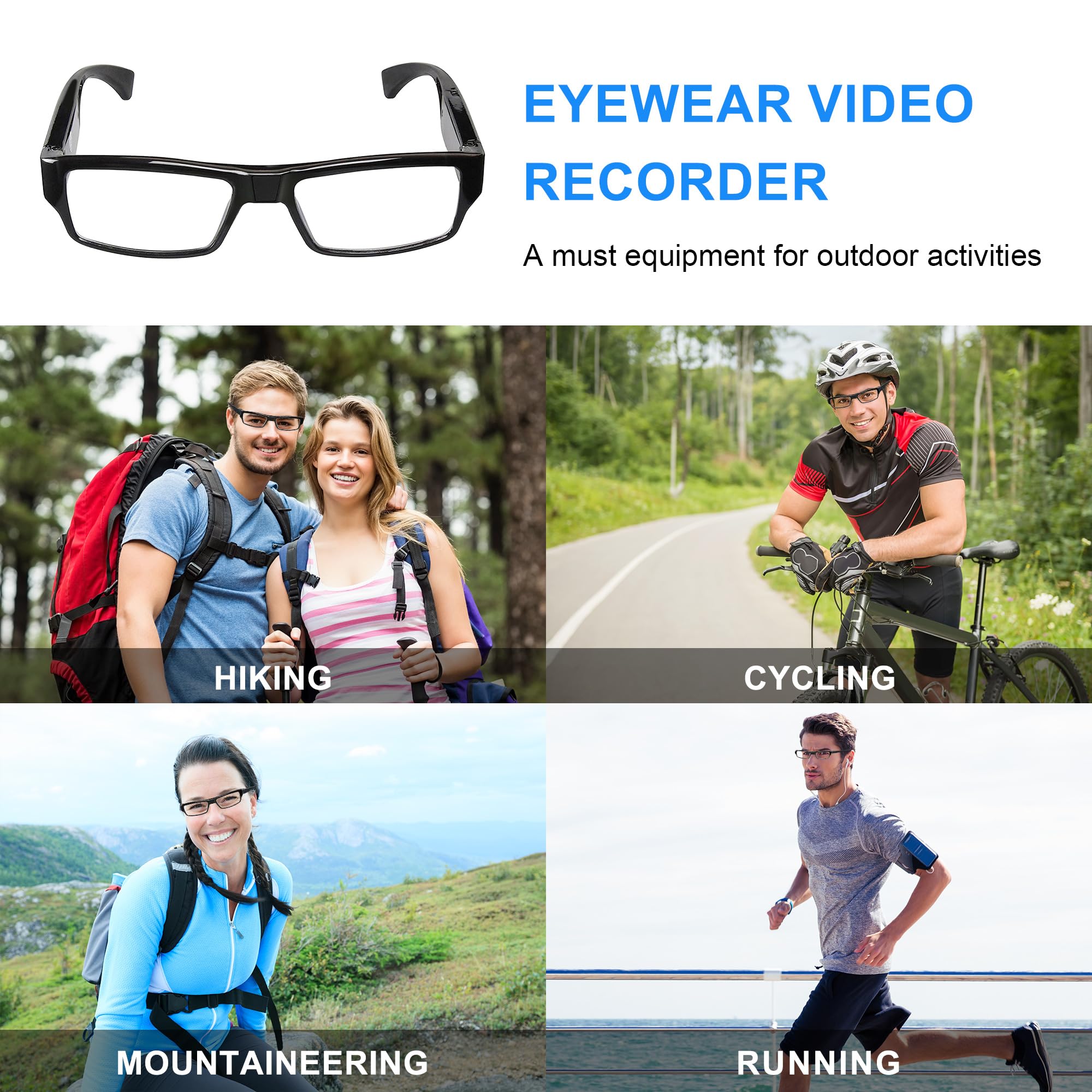 Hereta Spy Camera Glasses - 1080P HD Video Recording with 256GB TF Card Support, Includes 32GB Card - Perfect for Covert Surveillance, Travel Vlogging & Security Monitoring