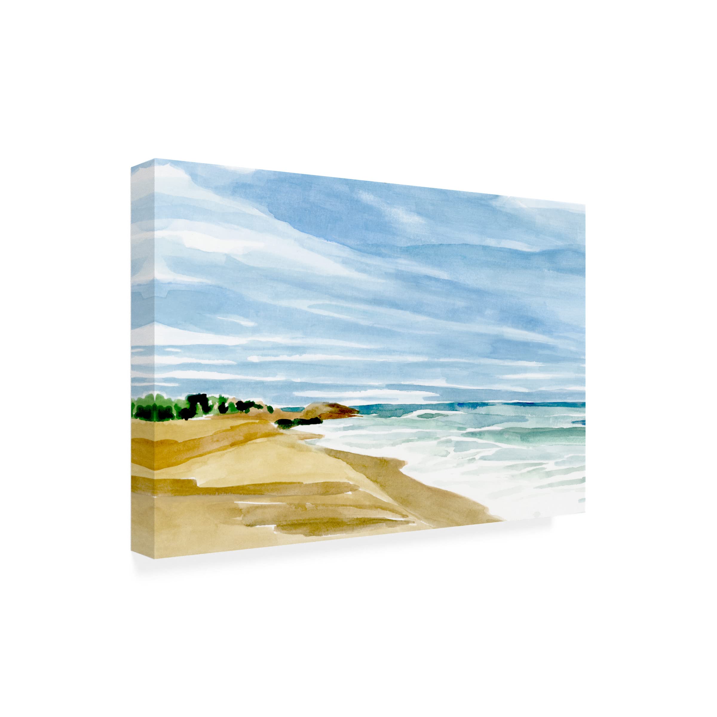 Annie Warren 'Coastline Calm II' 16x24 Canvas Wall Art Print - Coastal Beach Decor for Living Room, Bedroom & Office - Trademark Fine Art Collection