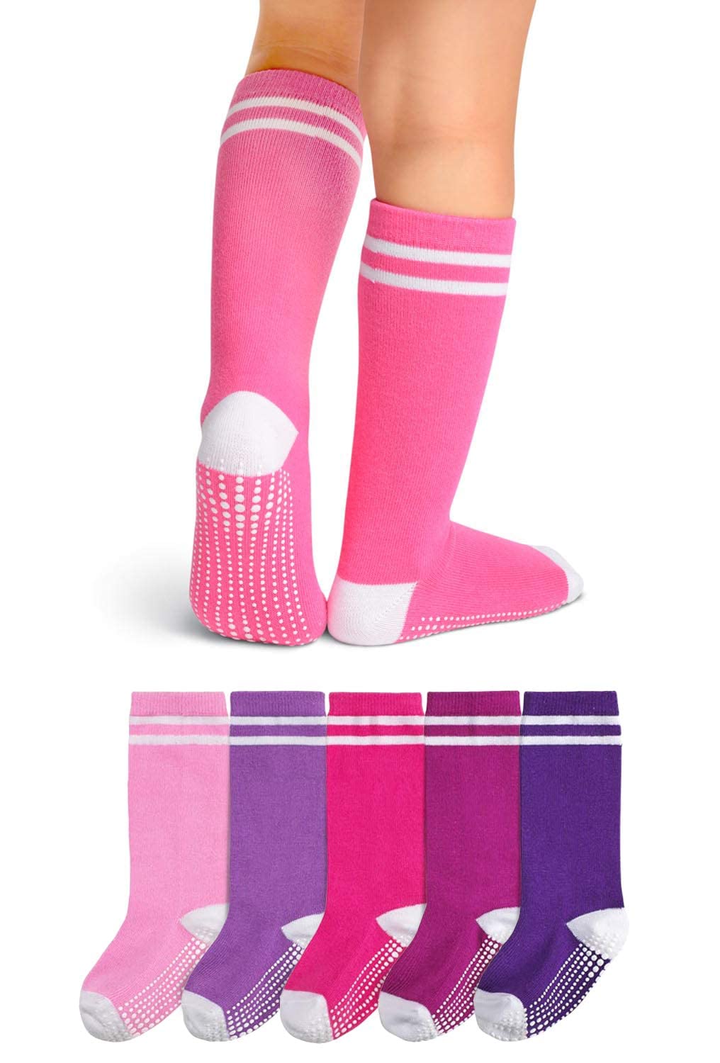 LA ACTIVE Girls Knee High Socks - Cozy Warm Cotton Uniform Socks for Toddlers & Kids - School, Sports & Dress Wear - Perfect for Winter, Uniforms & Playtime