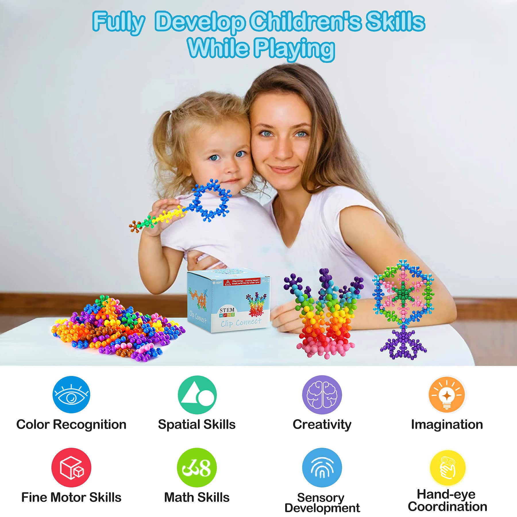 120-Piece Clip Connect STEM Building Blocks Set - 1.26
