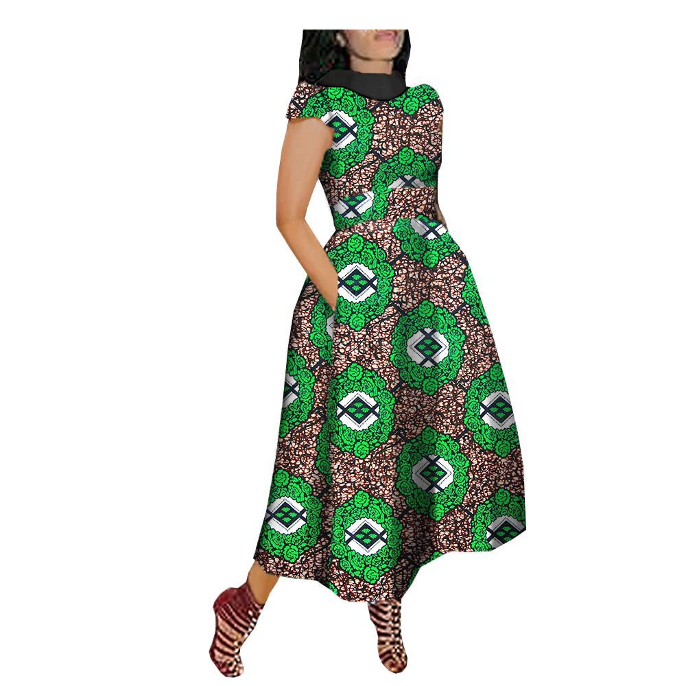 **African Print Dresses for Women Plus Size - Floral Short Sleeve Casual Midi Dashiki Dress - Perfect for Parties, Vacations & Everyday Wear**
