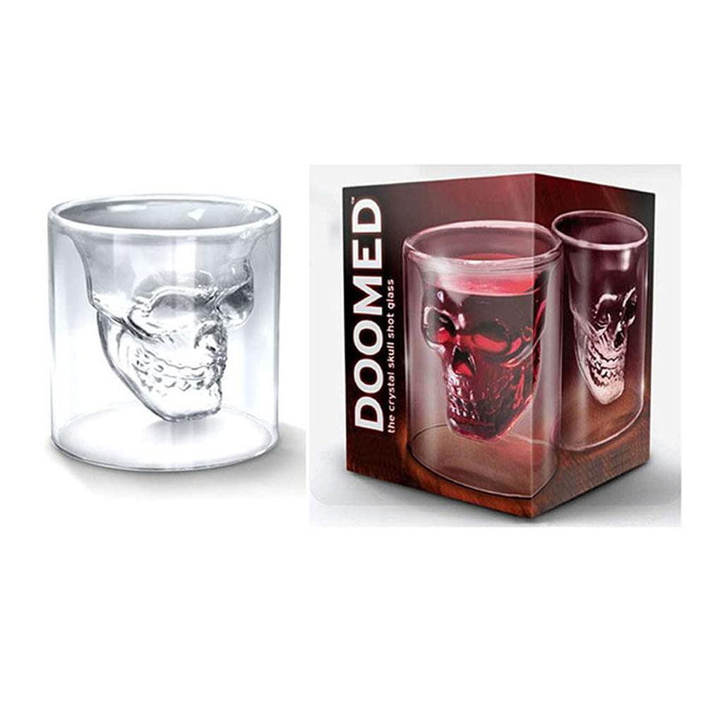 Crystal Skull Shot Glasses - 250ml Whiskey, Beer & Wine Drinking Glasses - Unique Bar Tableware for Halloween Parties, Themed Events & Home Decor