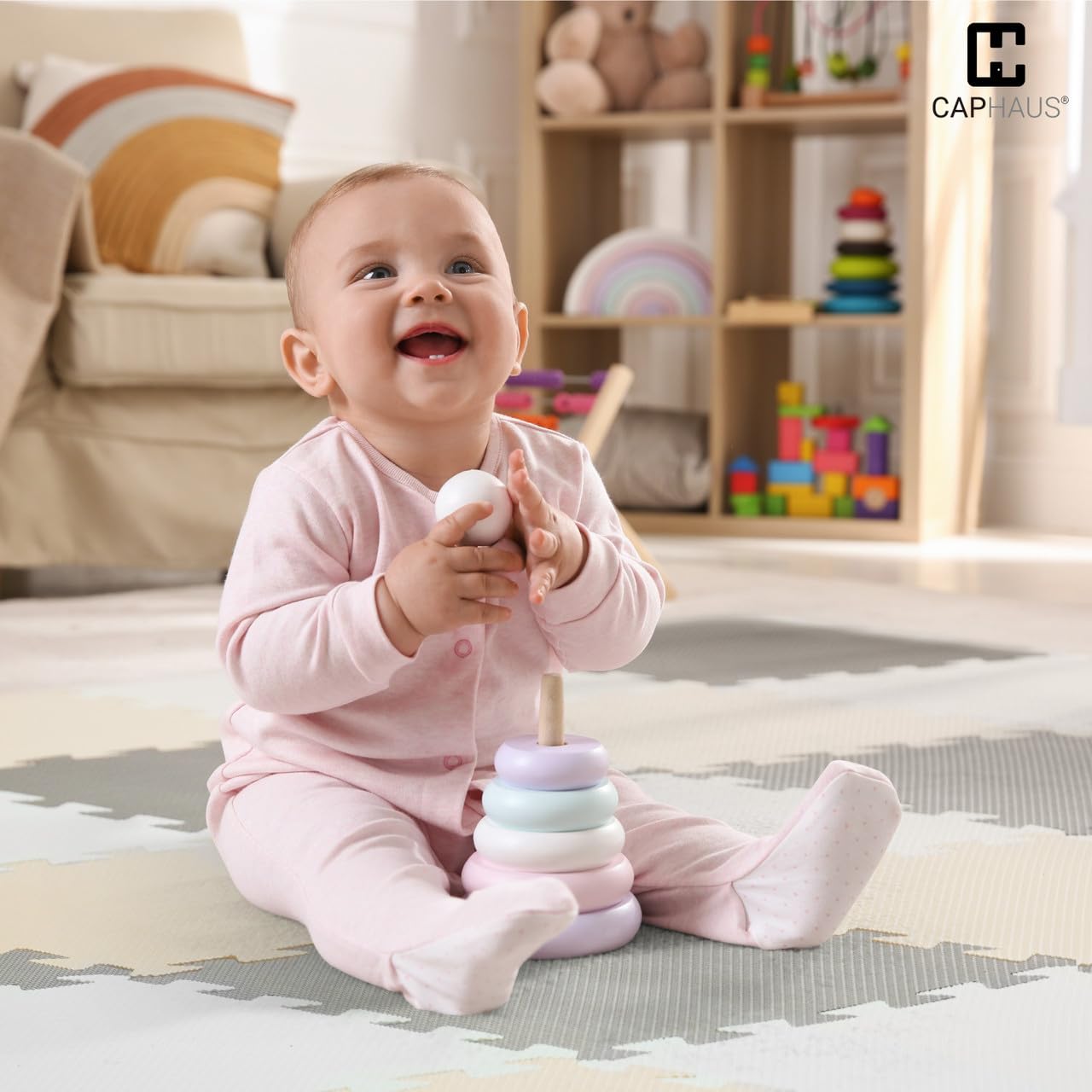 CAPHAUS Foam Puzzle Play Mat - Interlocking EVA Soft Foam Tiles for Kids & Toddlers (12