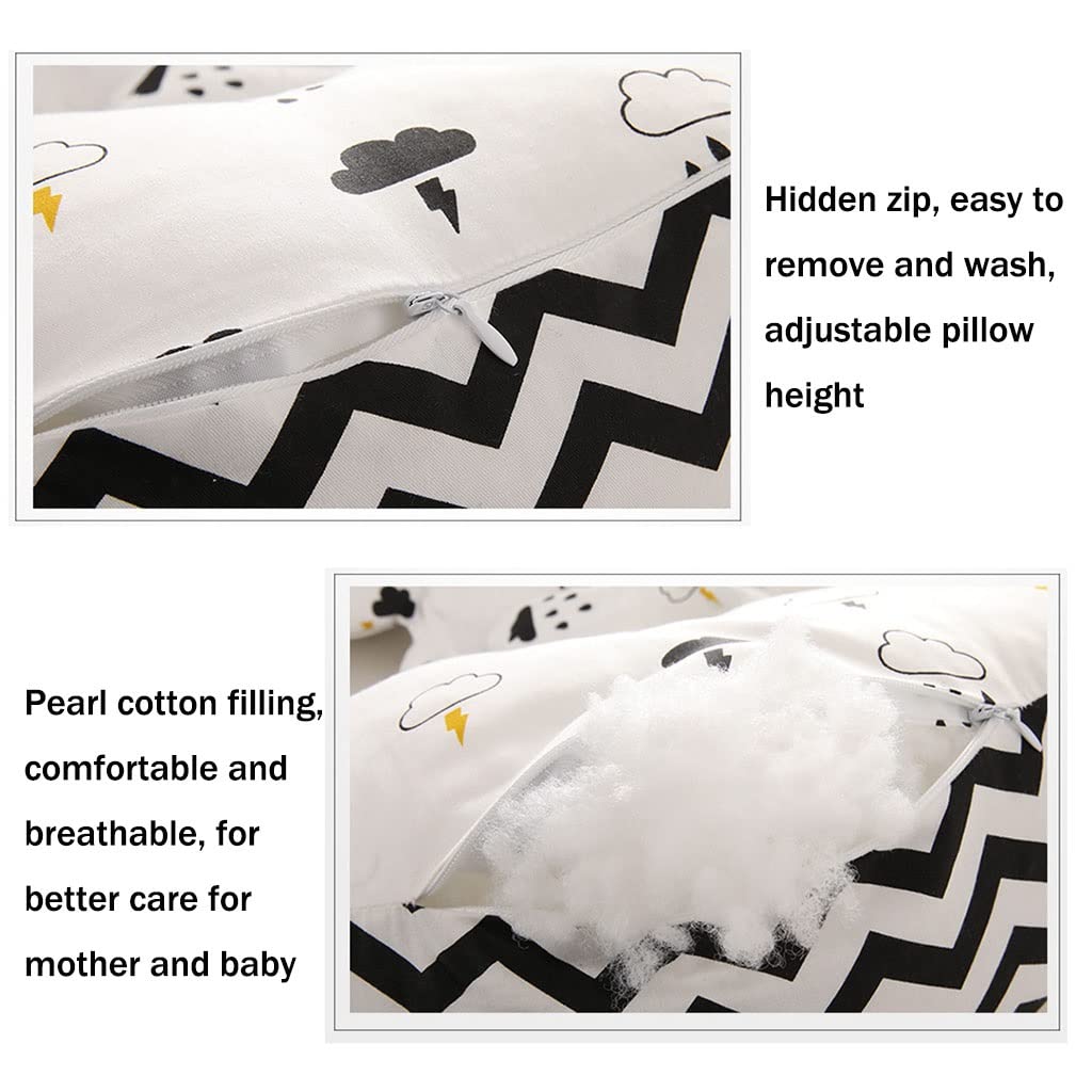 Pregnancy Pillow for Maternity Support - Removable & Washable Cotton Cover, Soft & Comfortable for Scientific Sleep - Belly & Lumbar Support with Adjustable Width - Perfect for Side Sleepers & Pregnant Women During All Trimesters
