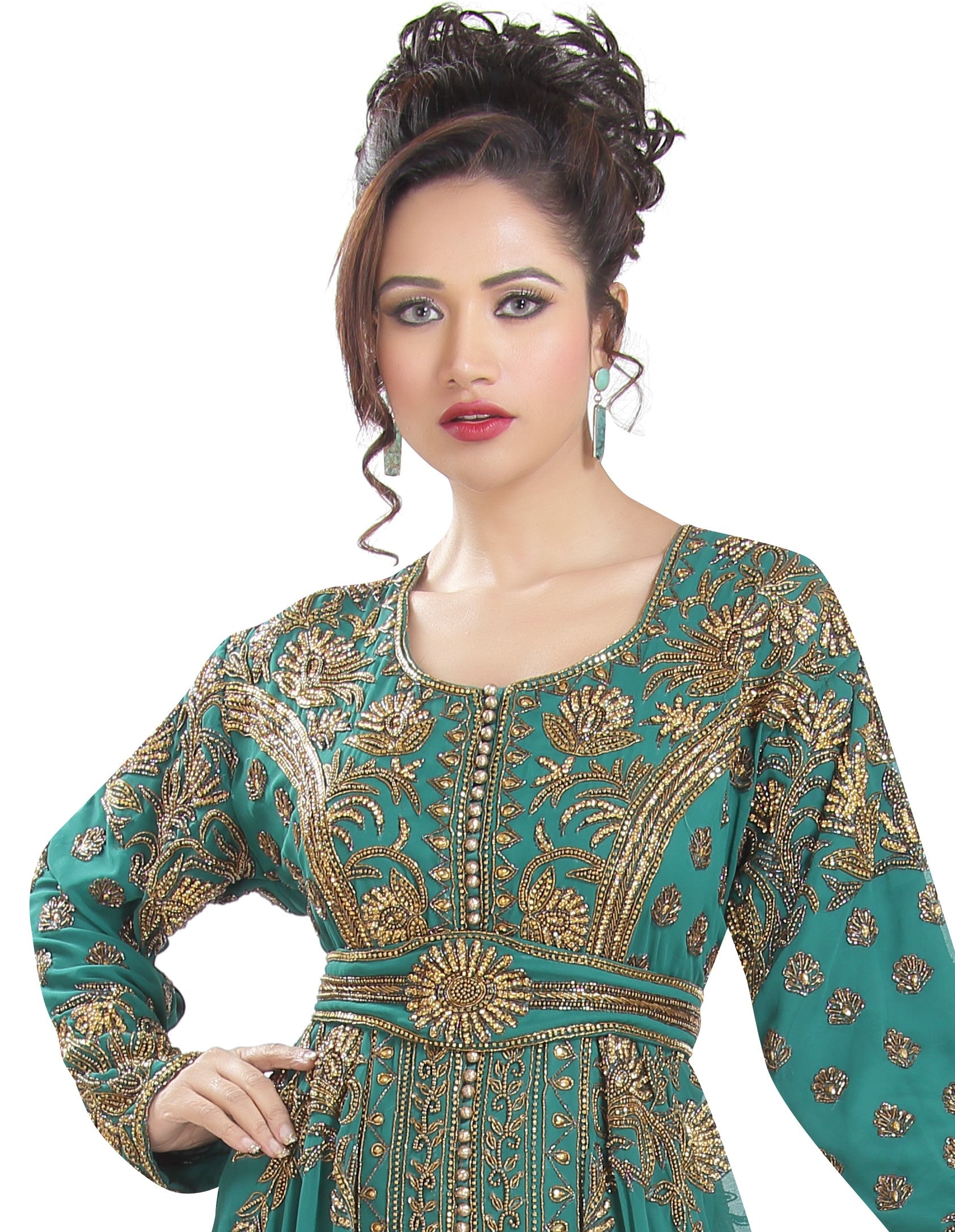 Elegant Embroidered Kaftan Ball Gown - Oriental Robe Dress for Women | Perfect for Weddings, Parties & Special Occasions