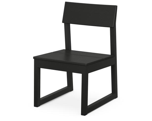 Polywood Black EDGE Dining Side Chair - Outdoor & Indoor All-Weather Resin Wicker Chair - Perfect for Patio, Deck, Garden, and Dining Room Use