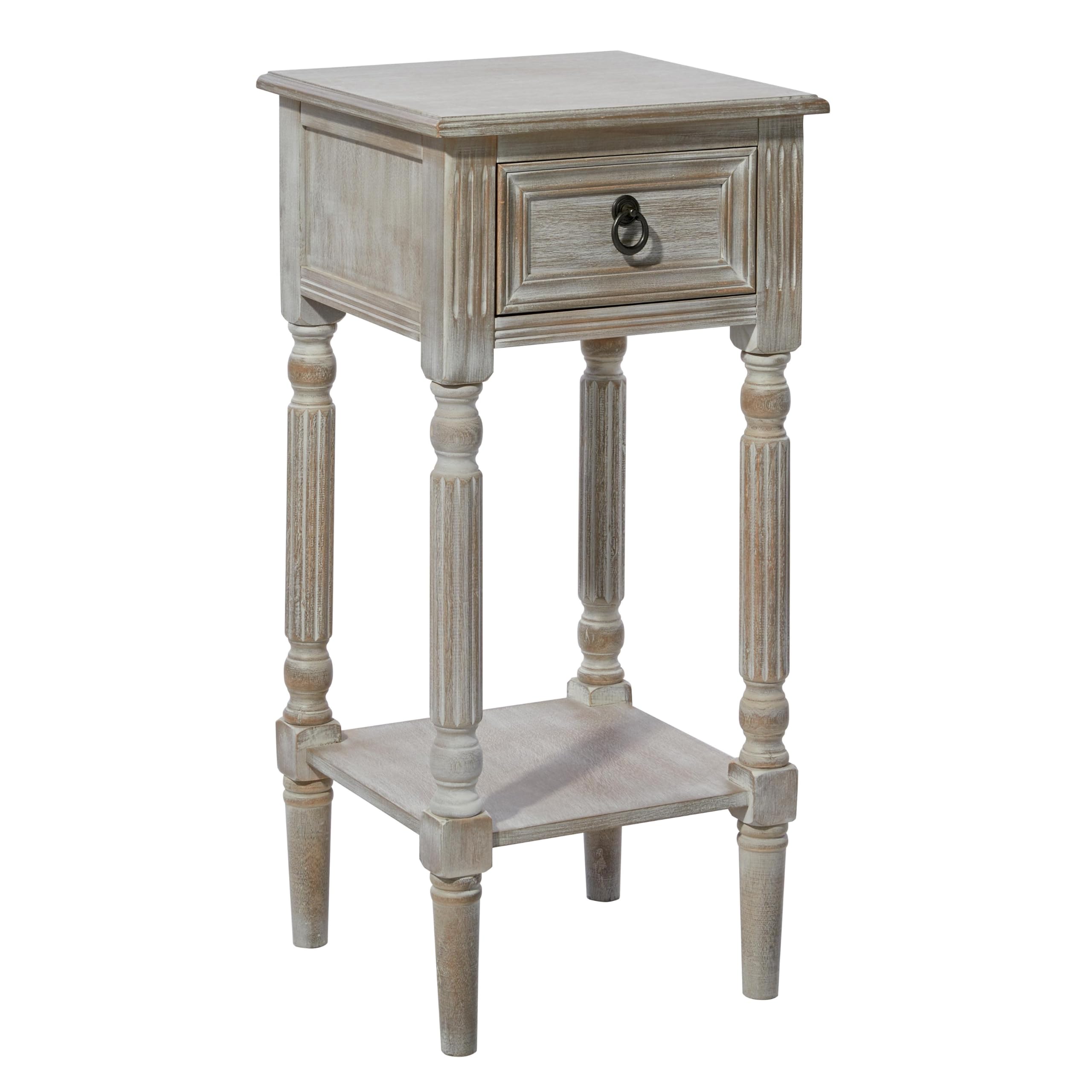 Deco 79 White Wooden Accent Side Table with Drawer and Shelf - 14