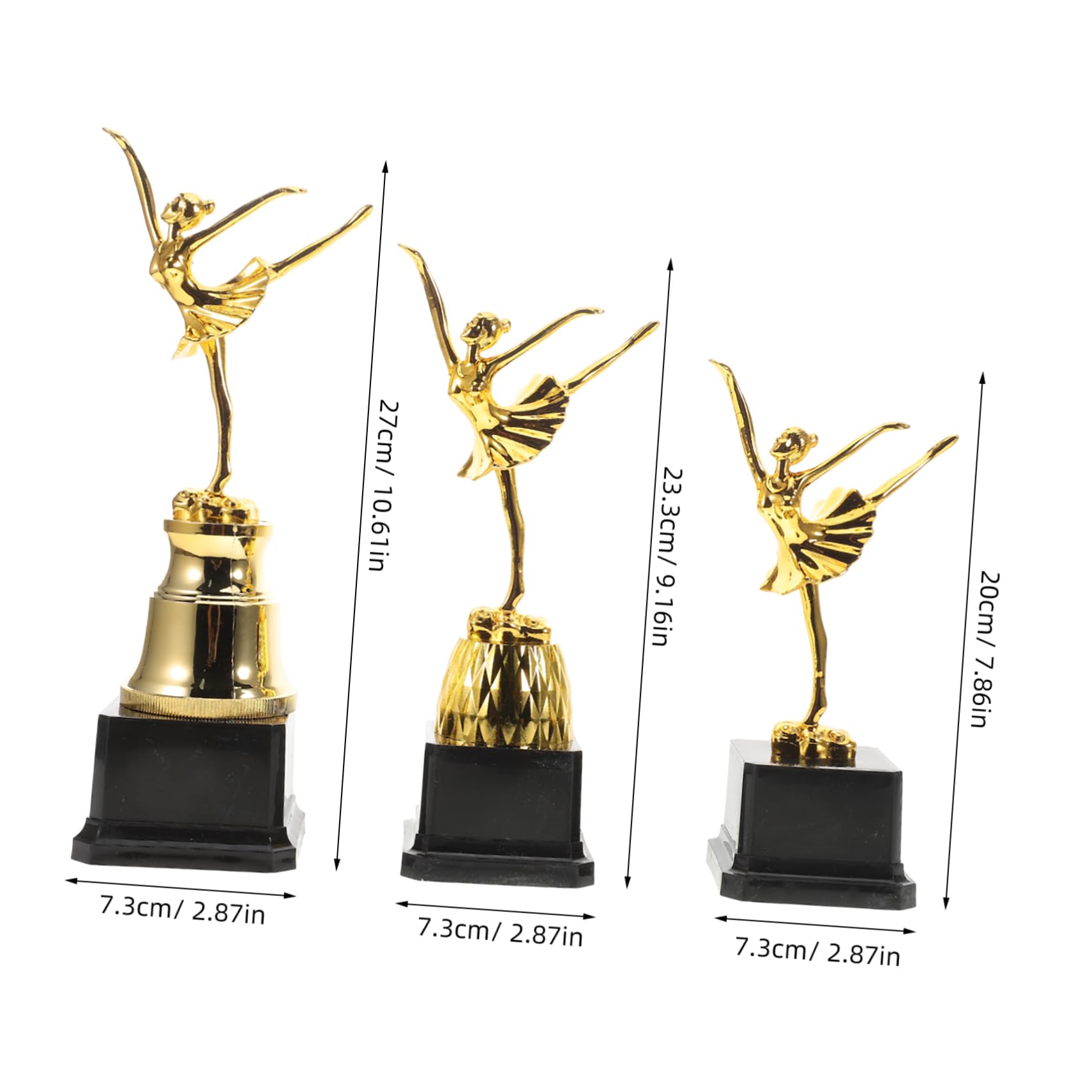 Anneome 3-Piece Gold Ballet Dance Competition Trophy Set - Elegant Award Statues for Teen Dance Competitions | Perfect for Ballet Recitals, Dance Competitions & Performance Awards