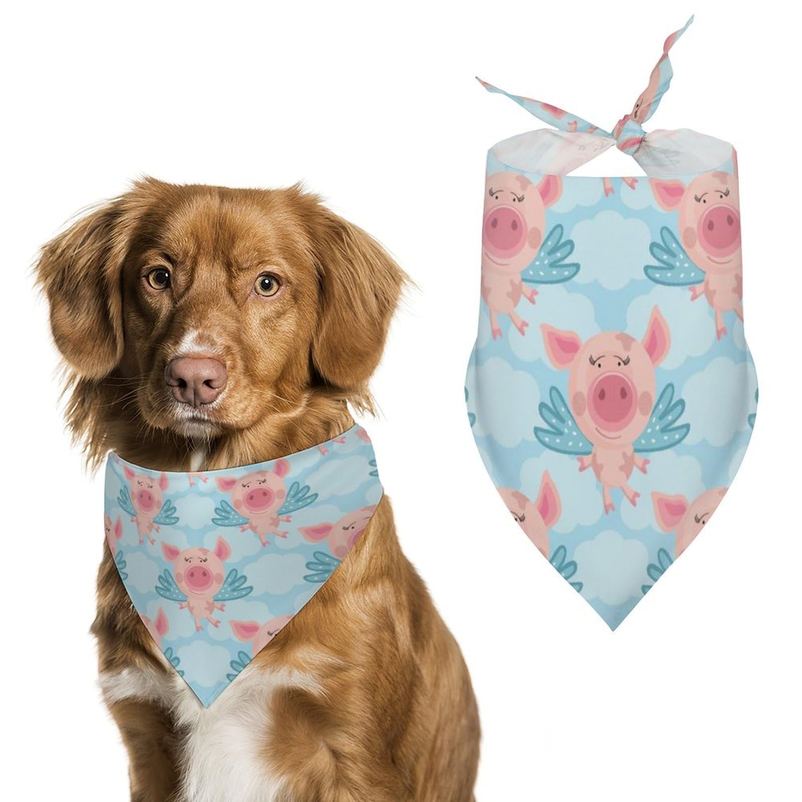 Cute Pink Piglets Dog Bandanas - Adjustable Pet Scarf Bibs for Small Medium Large Dogs & Cats - Perfect Christmas Thanksgiving Gift for Pets - Great for Holiday Photos & Family Gatherings