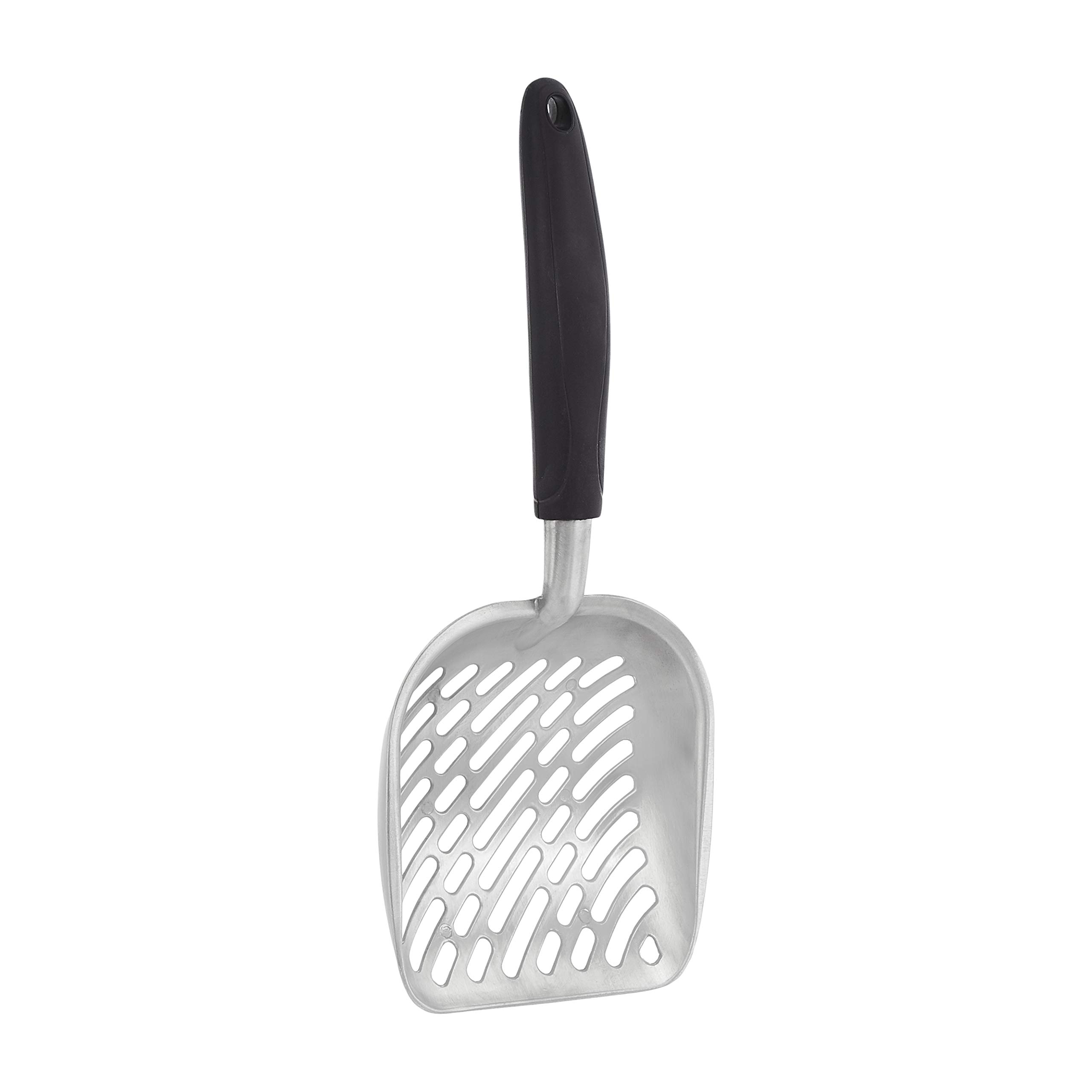 Amazon Basics Cat Litter Scoop - Durable Stainless Steel Waste Scooper with Ergonomic Handle for Easy Cleaning | Perfect for Litter Box Maintenance & Multi-Cat Households
