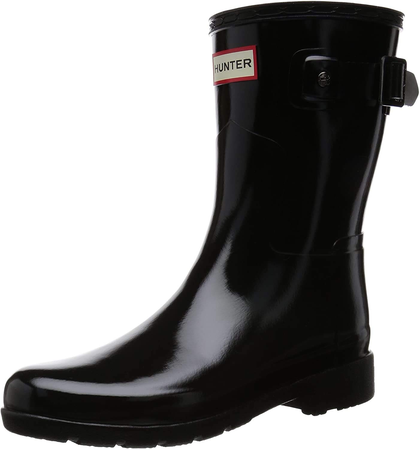 HUNTER Women's Original Refined Short Gloss Rain Boots - Waterproof Chelsea Booties for Women | Fashionable & Comfortable Wet Weather Footwear for Walking, Commuting & Outdoor Activities