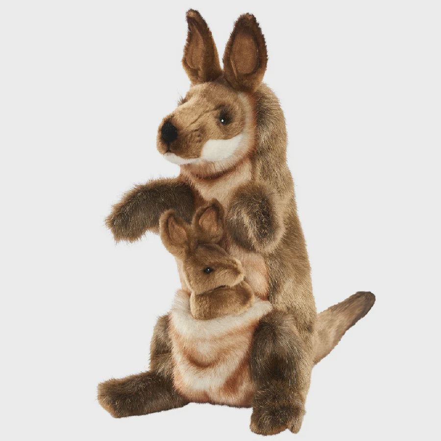Hansa Kangaroo and Joey Hand Puppet - Soft Plush Animal Toy for Kids, Storytelling, and Educational Play - Perfect for Imaginative Play, Classroom Activities, and Parent-Child Bonding