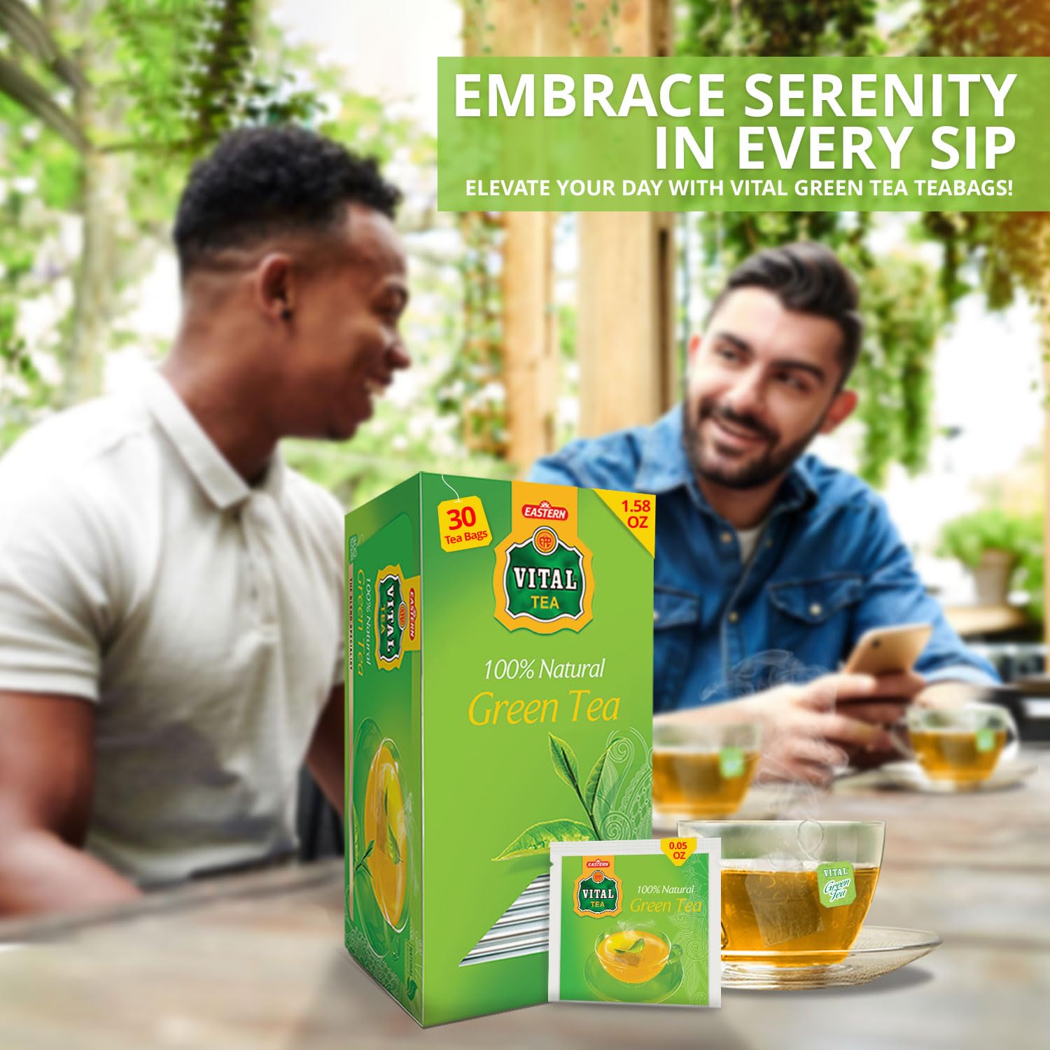 Premium Eastern Vital Natural Green Tea - 30 Tea Bags for Weight Loss & Detox | Organic Antioxidant Rich Tea for Daily Wellness & Relaxation