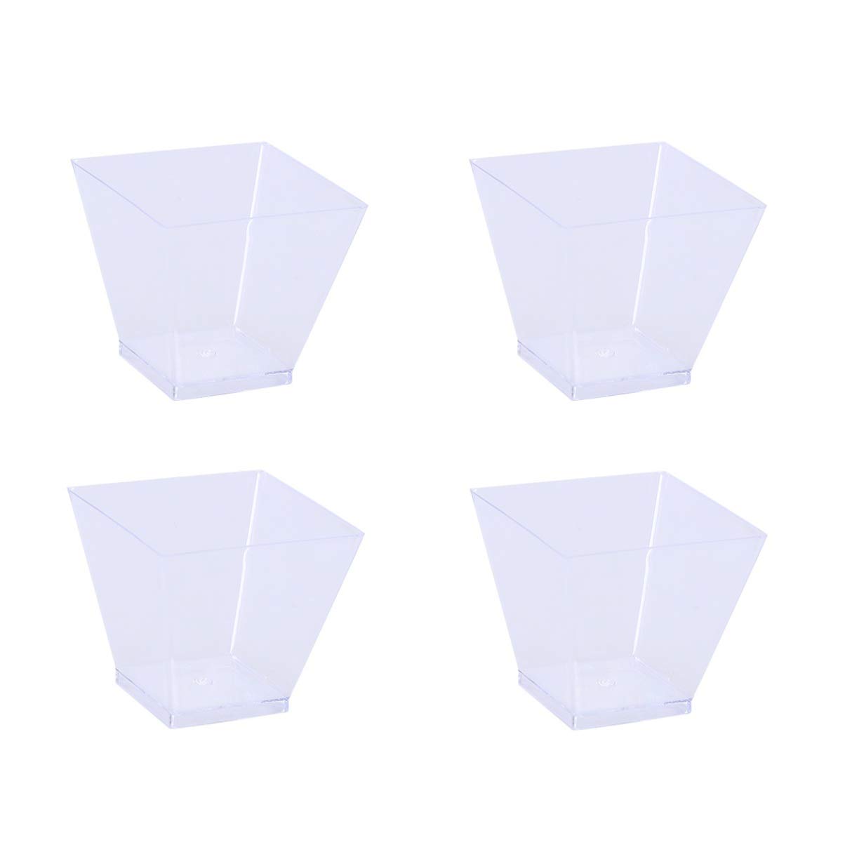 DOITOOL 50Pcs 60ml Clear Square Plastic Dessert Cups - Mini Disposable Appetizer & Parfait Containers, Trapezoid Bowls for Parties, Events, Catering & Home Baking | Perfect for Ice Cream, Jello, Pudding & Snack Serving
