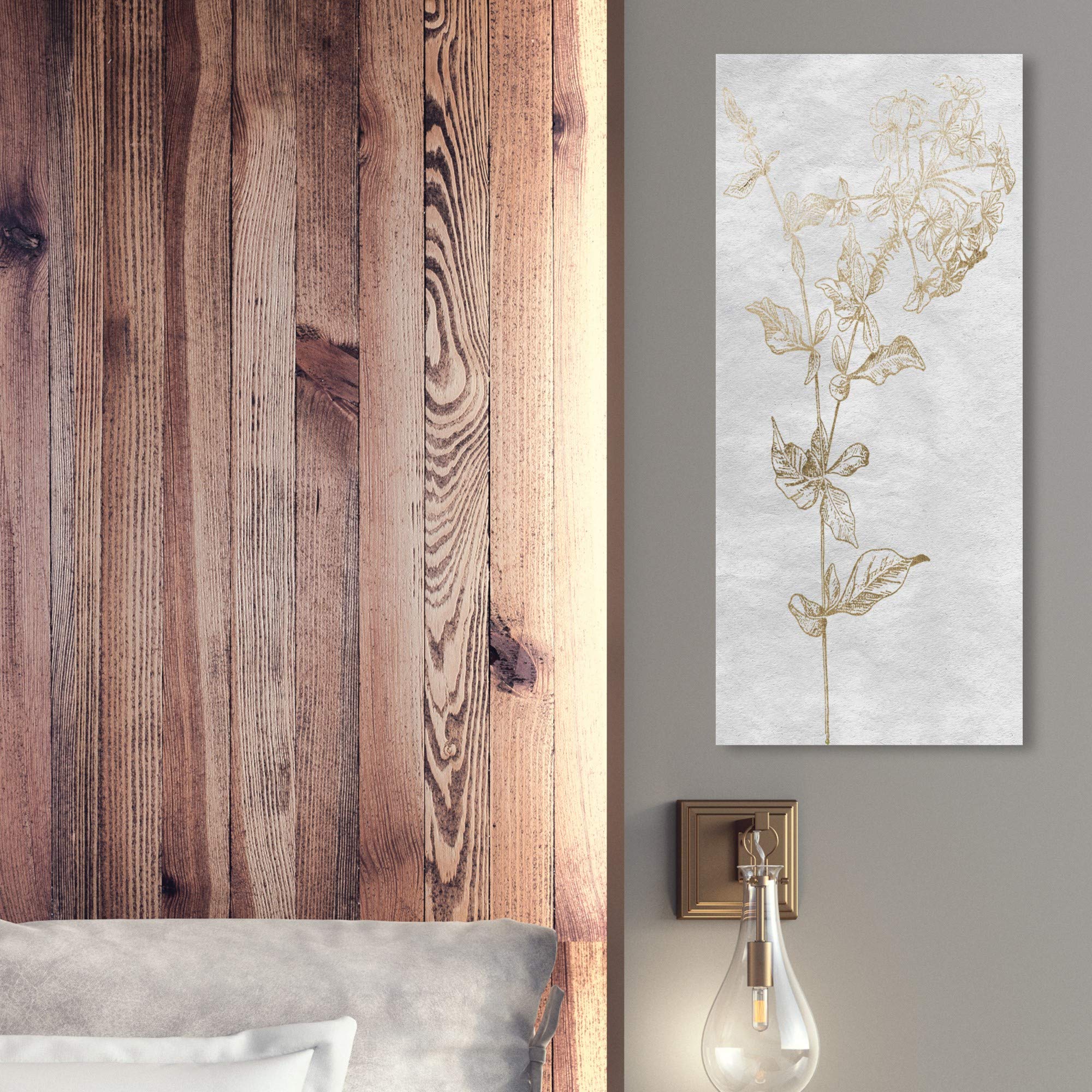 Floral Sketch Vertical Gold Wall Art Canvas Prints by Oliver Gal Artist Co. - Elegant Home Decor for Living Room, Bedroom & Office
