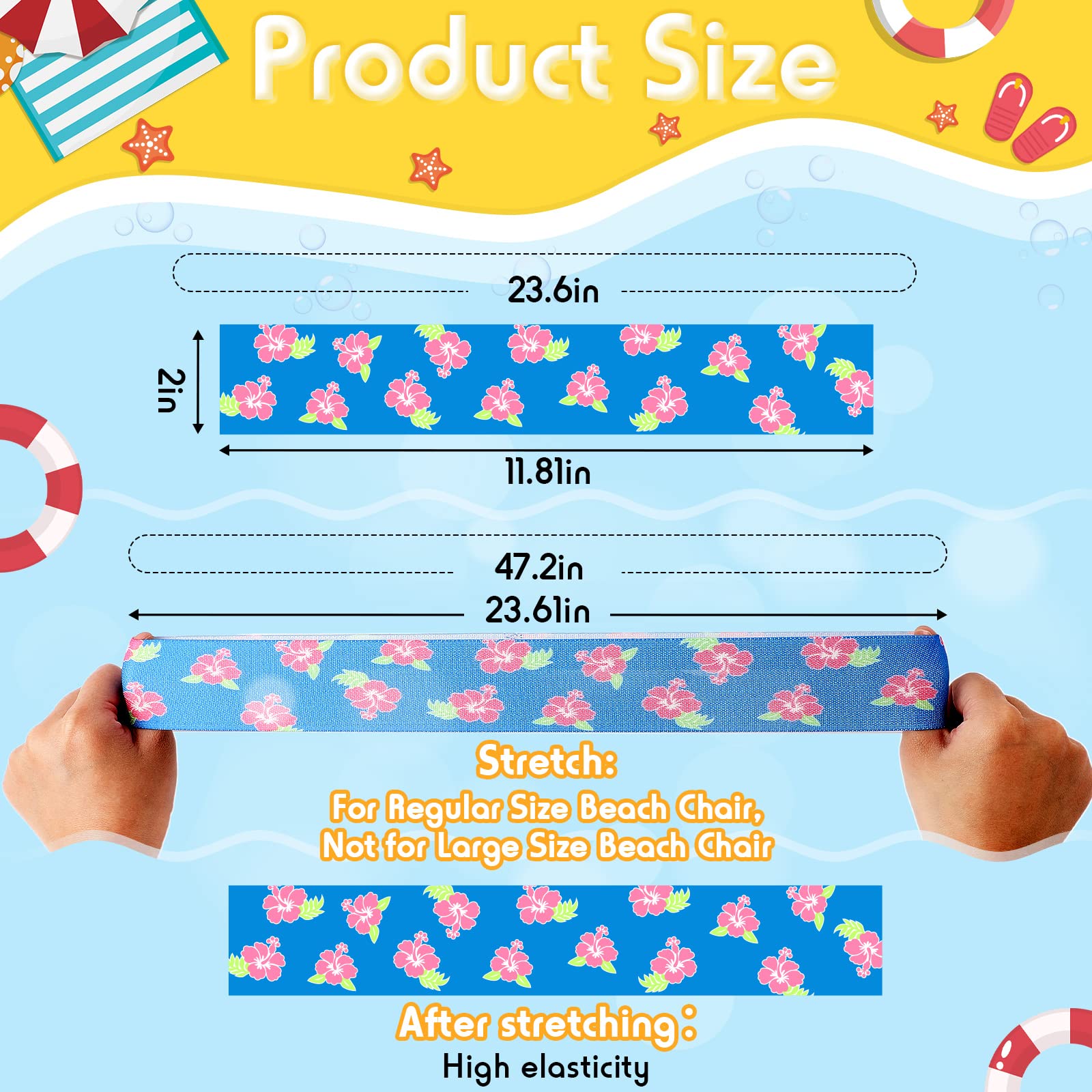 Boao 8 Pack Beach Chair Towel Clips - Windproof Elastic Strap Holders for Pool Lounge Chairs, Cruise Vacations, Summer Travel & Hawaiian Resort Accessories (Lovely Style)