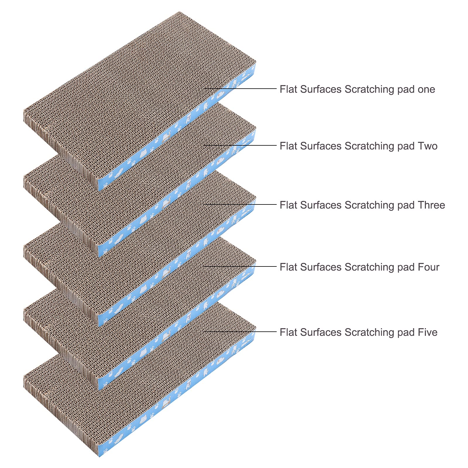 5-Pack Reversible Cat Scratch Pad - Durable Recyclable Cardboard Scratcher for Kittens & Adult Cats | Premium Cat Scratcher for Resting, Claw Grinding & Playtime | Perfect for Home, Office & Pet-Friendly Spaces