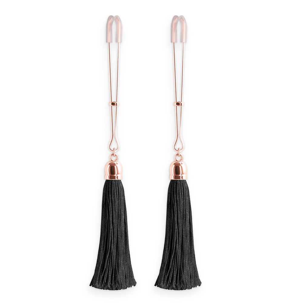 Bound Tweezer Nipple Clamps With Tassels - Adjustable BDSM Nipple Clips for Sensual Play & Adult Intimacy - Perfect for Couples Play & Sensation Exploration