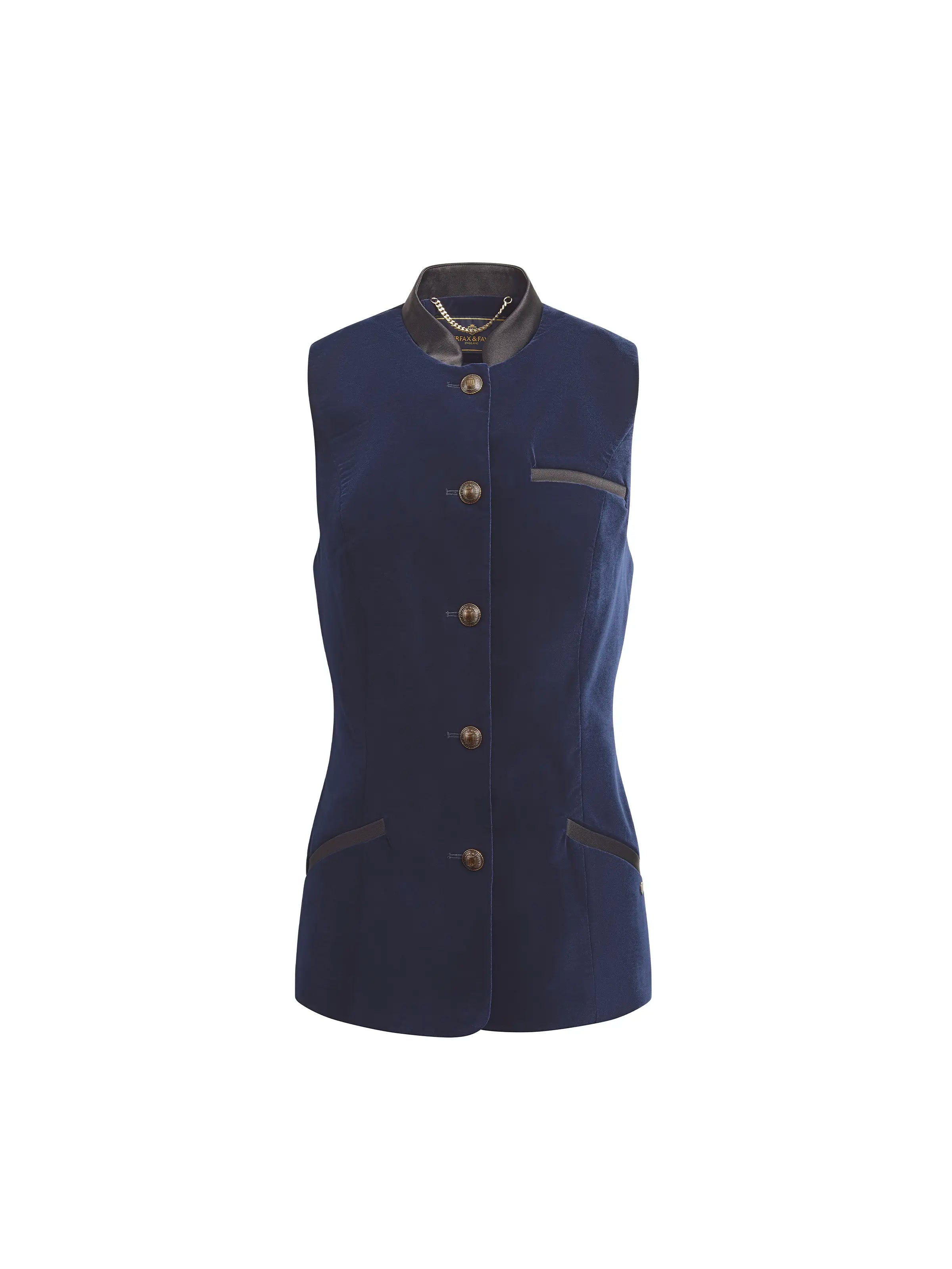 Madeline Gilet Navy Velvet Women's Fashion Vest - Perfect for Fall Layering, Office Wear & Casual Outfits