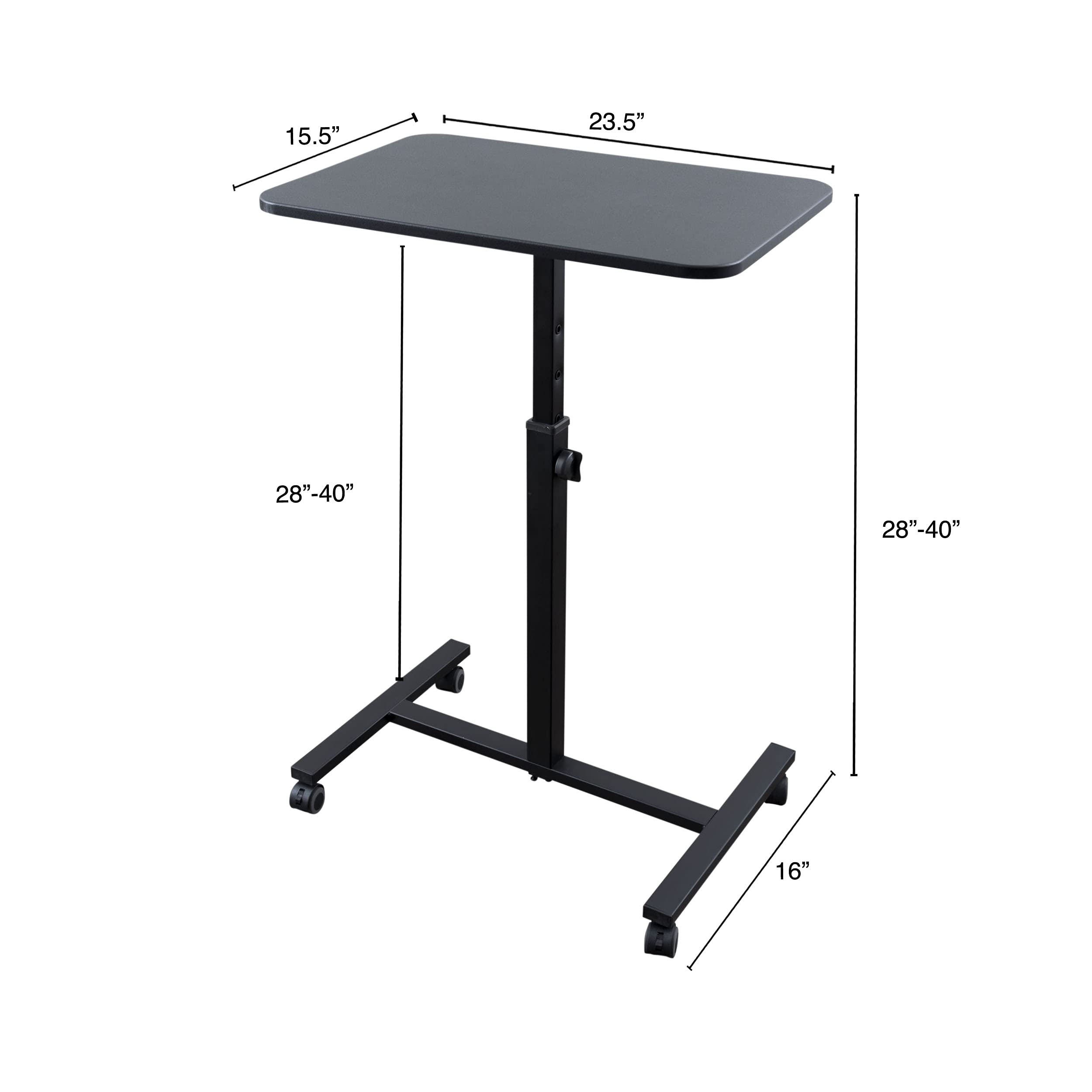 Adjustable Single Column Rolling Standing Desk with Laptop Stand - Black | Ergonomic Home Office & Workspace Solution for Better Posture & Productivity