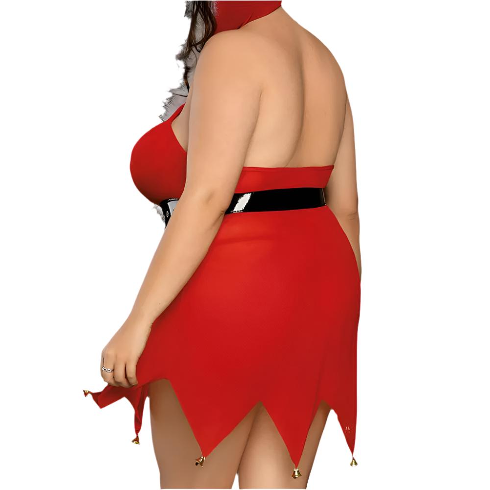 JSY 3 Piece Hooded Christmas Dress Costume Set for Women - Plus Size Holiday Outfit with Matching Accessories | Perfect for Christmas Parties, Family Photos & Festive Gatherings