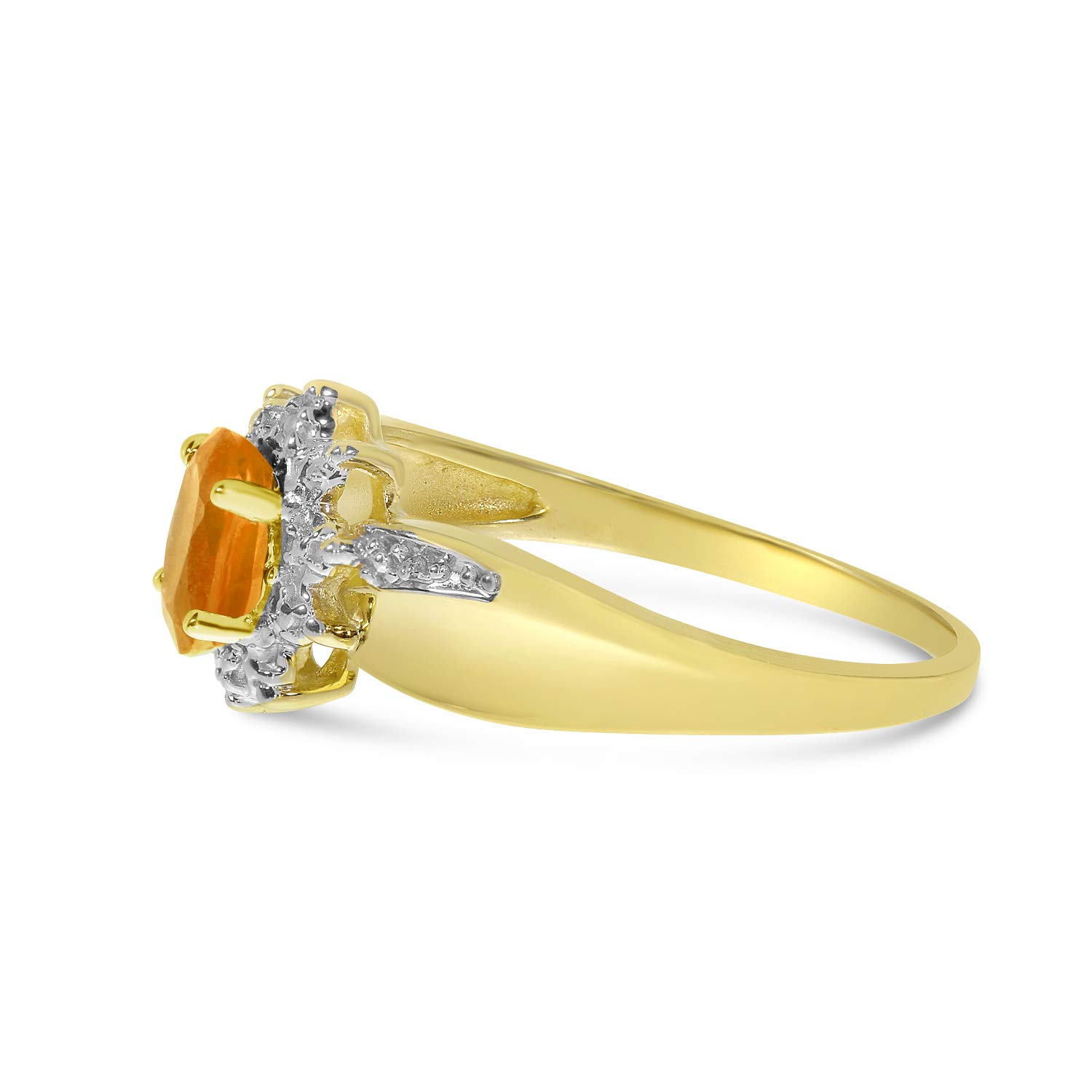 10K Yellow Gold Oval Citrine and Diamond Ring for Women - Elegant Birthstone Jewelry Gift for Anniversary, Birthday & Special Occasions